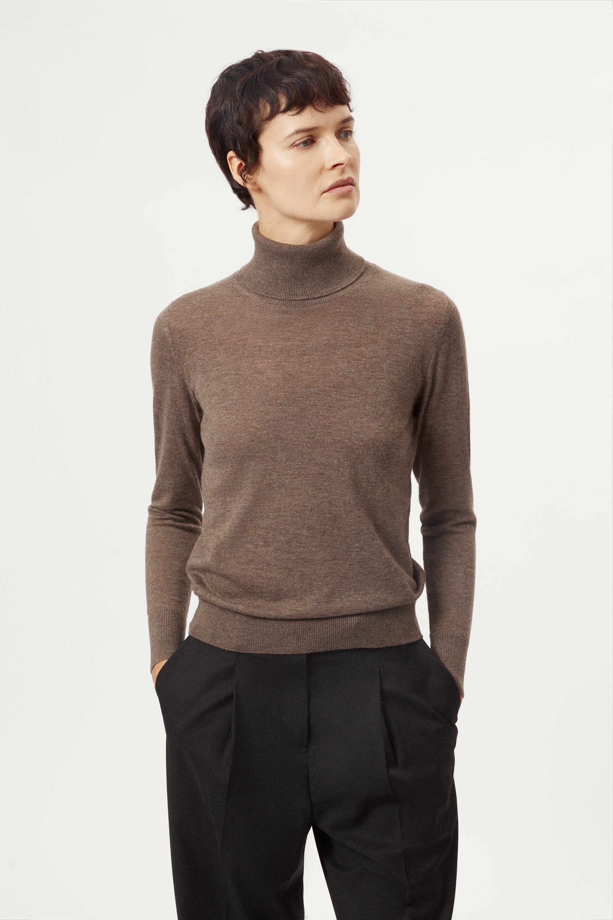 The Ultrasoft Wool Roll-Neck brown