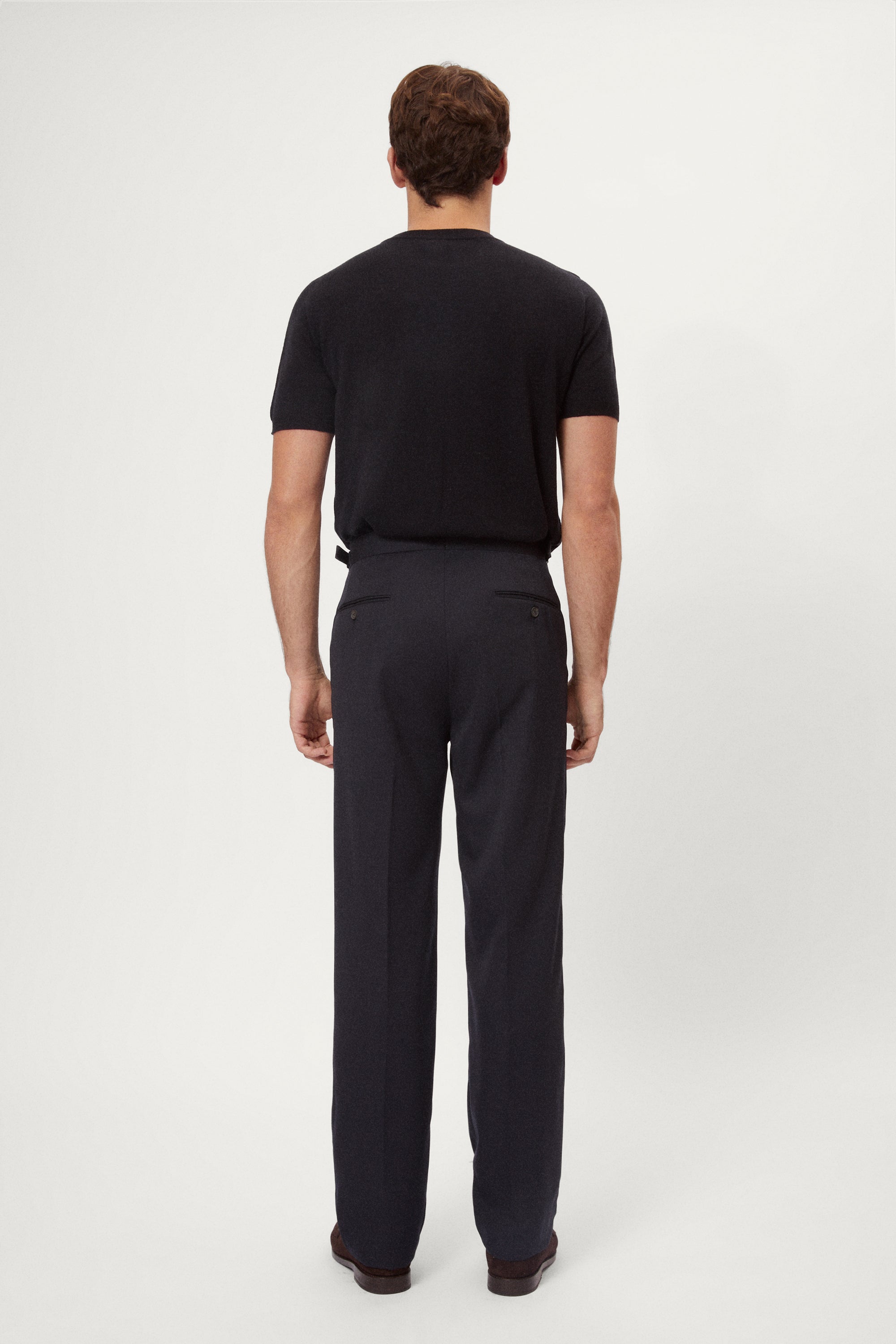The Twill Wool Sartorial Trousers with Double Pleats blue navy