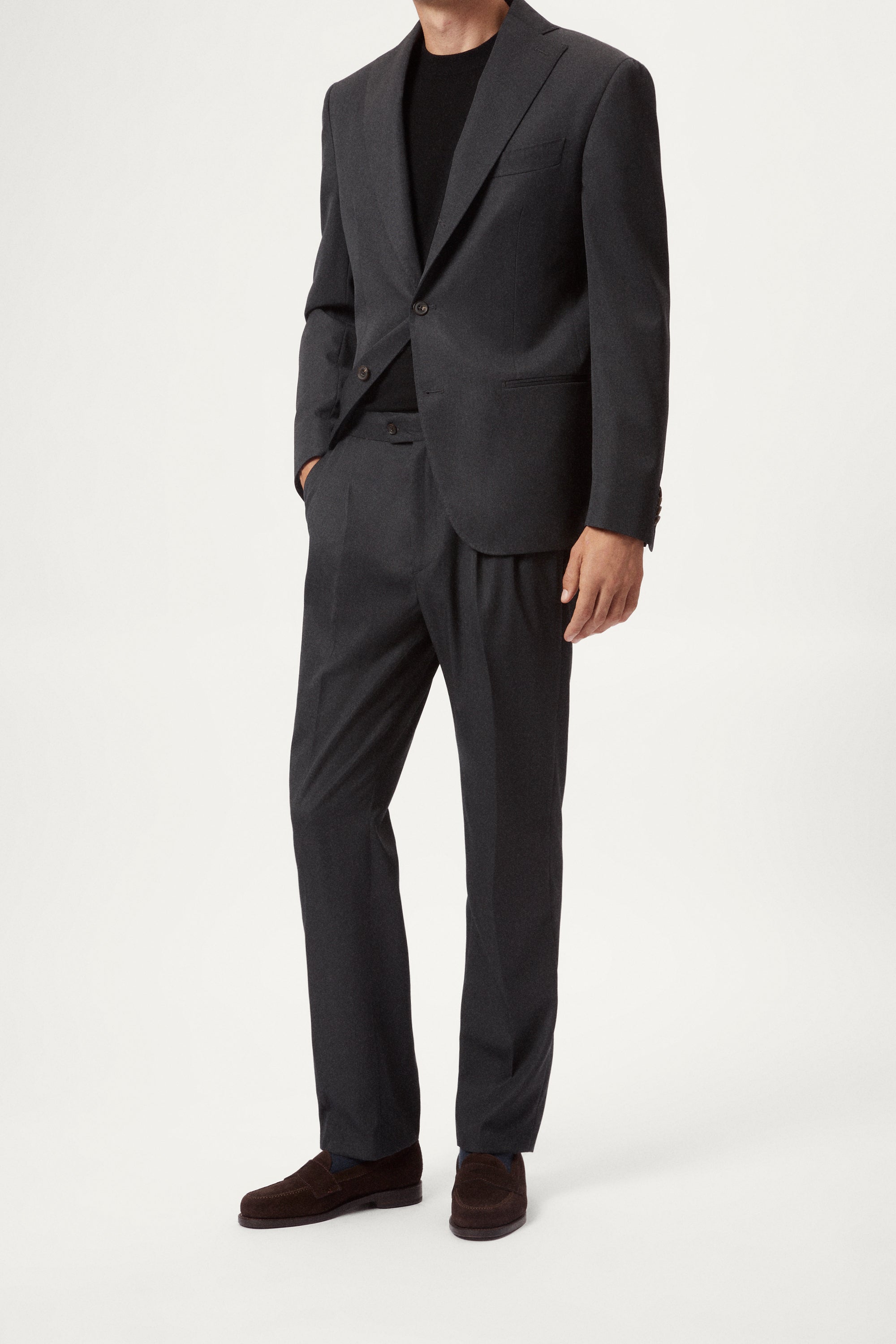 Pantaloni Sartoriali in Twill di Lana con Doppia Pince