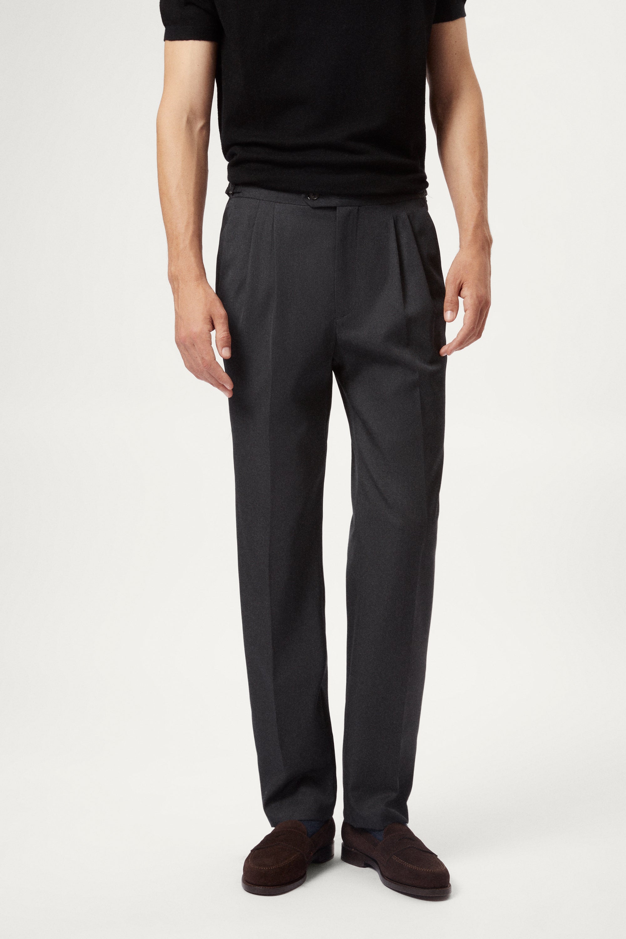 The Twill Wool Sartorial Trousers with Double Pleats