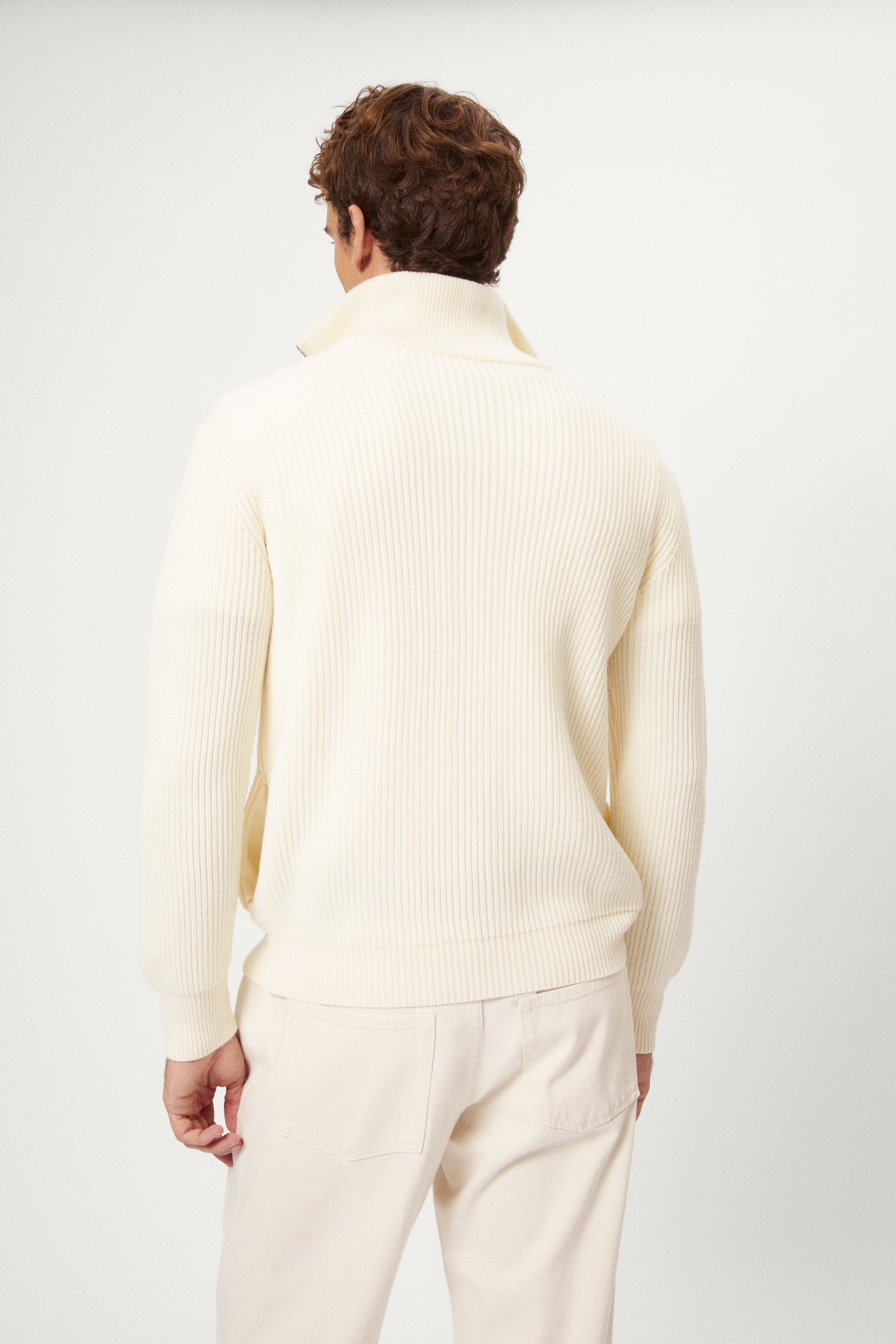 The Merino Wool Polo collar Zip Cardigan