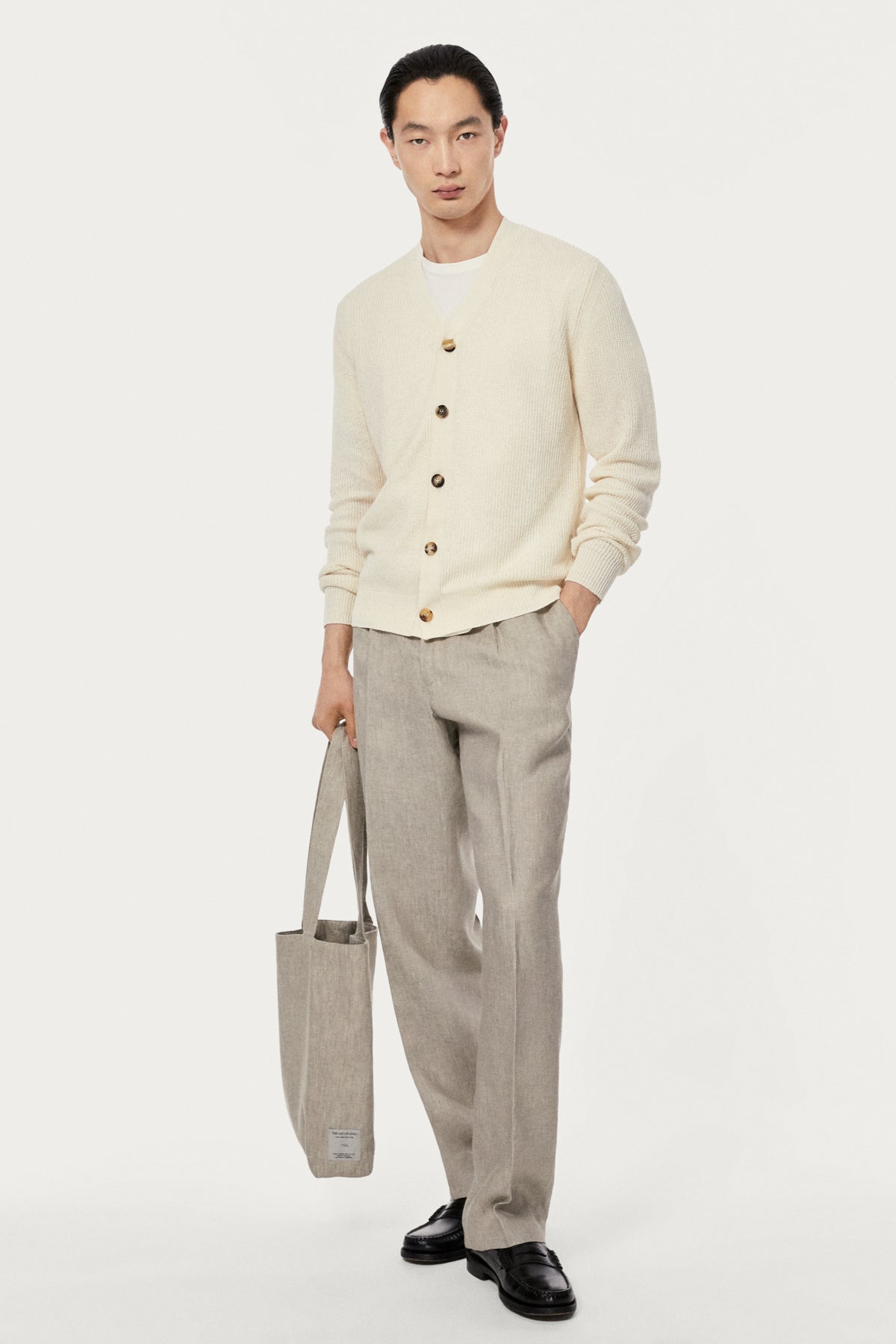 The Linen Twill Tote Bag - sand melange