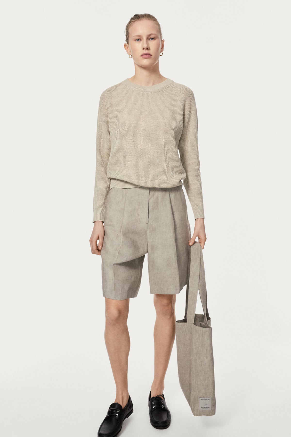 The Linen Twill Tote Bag - sand melange