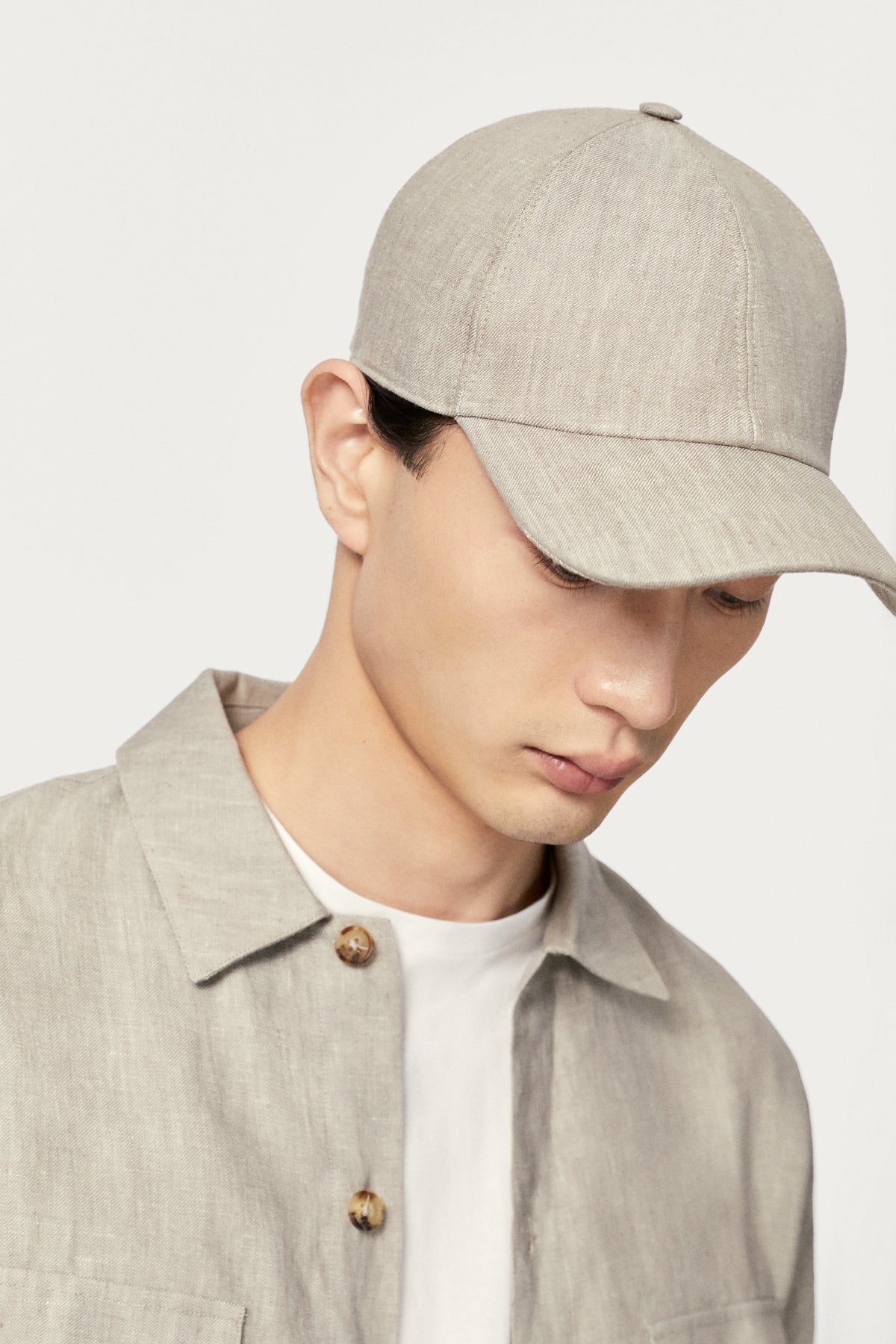 The Linen Twill Baseball Hat - sand melange