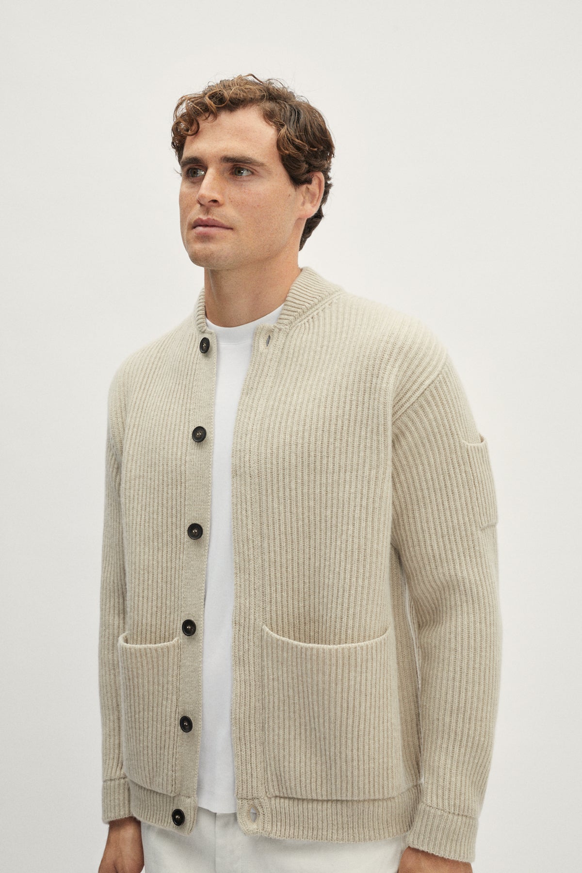 The Woolen Ribbed Bomber - ecru