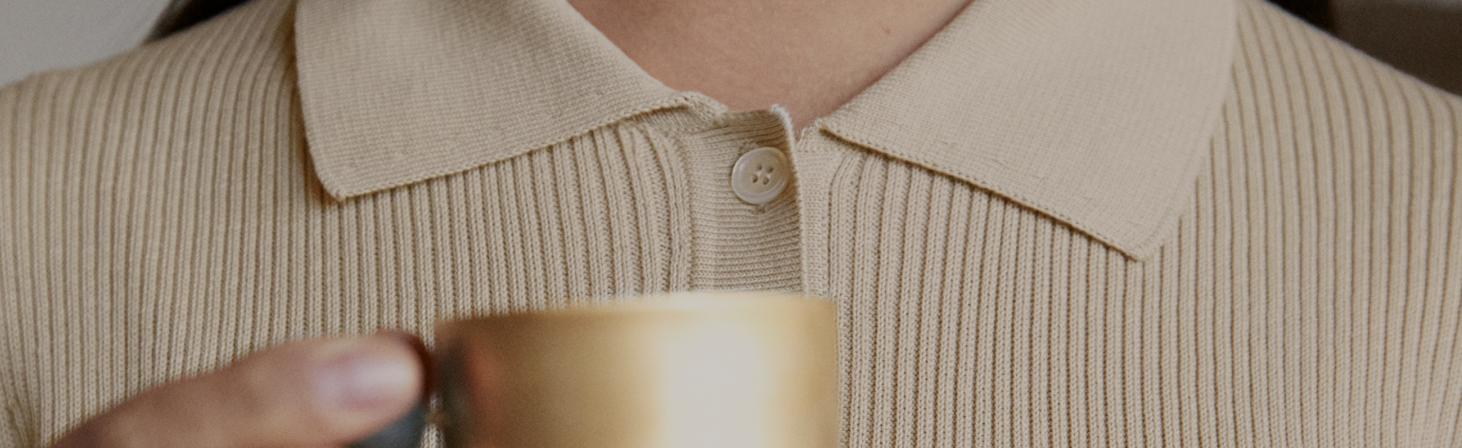 organic cotton ribbed polo sand