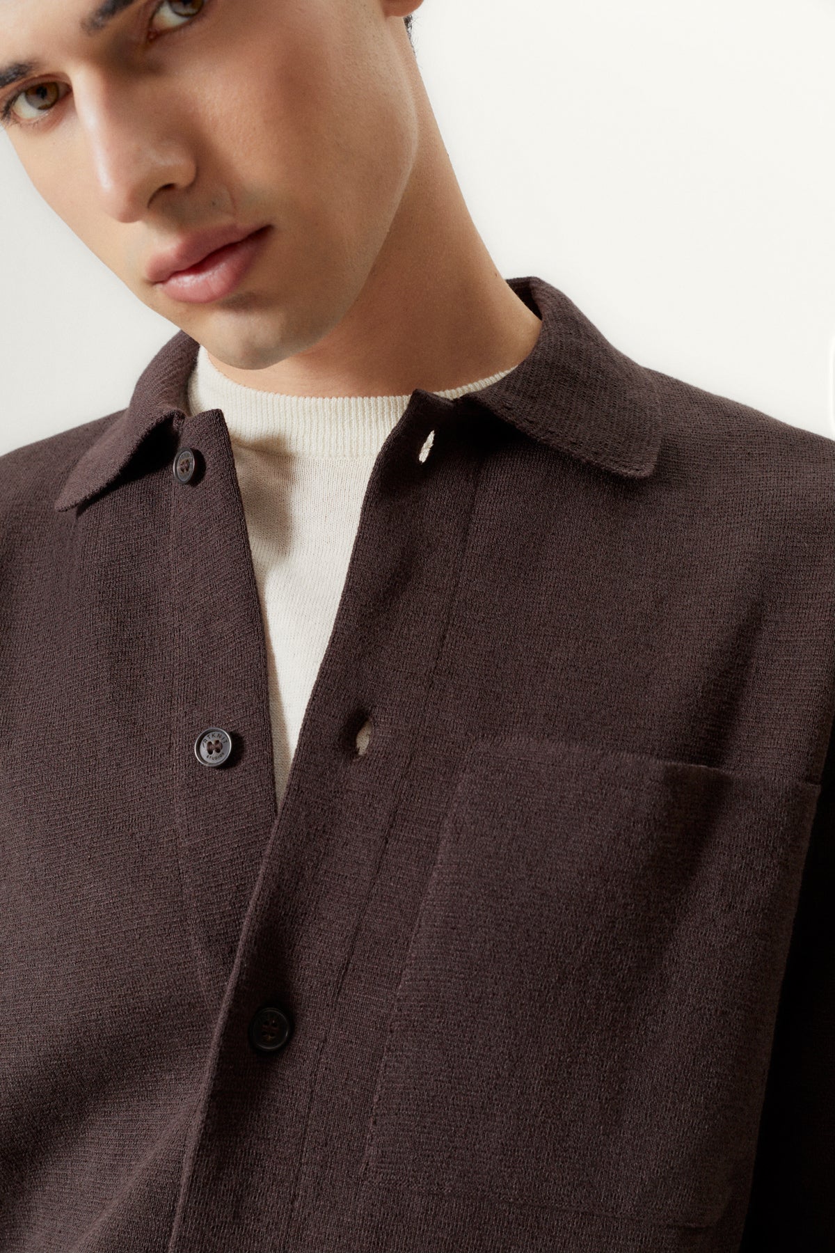 the linen cotton lightweight overshirt brown