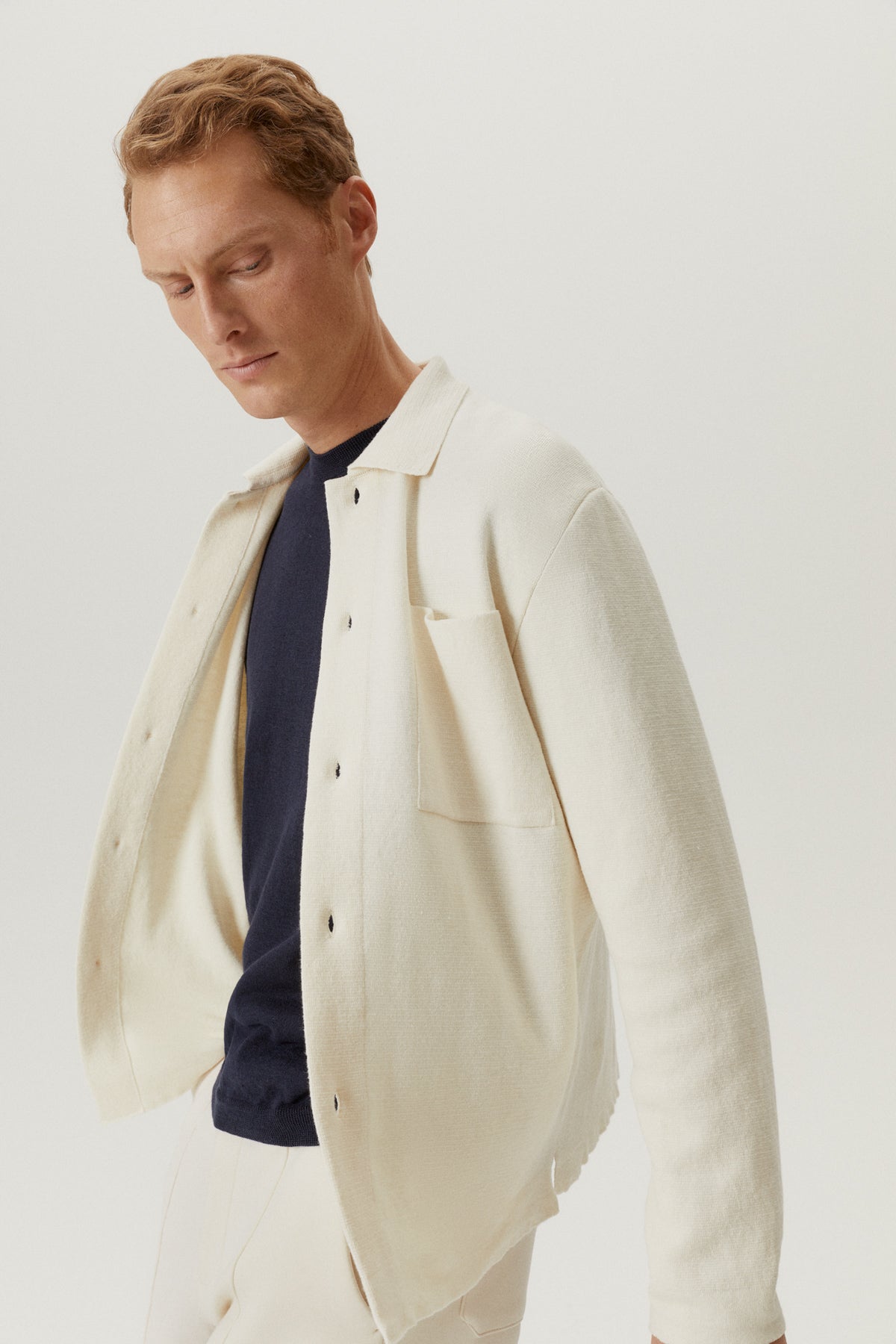 the linen cotton lightweight overshirt milk white