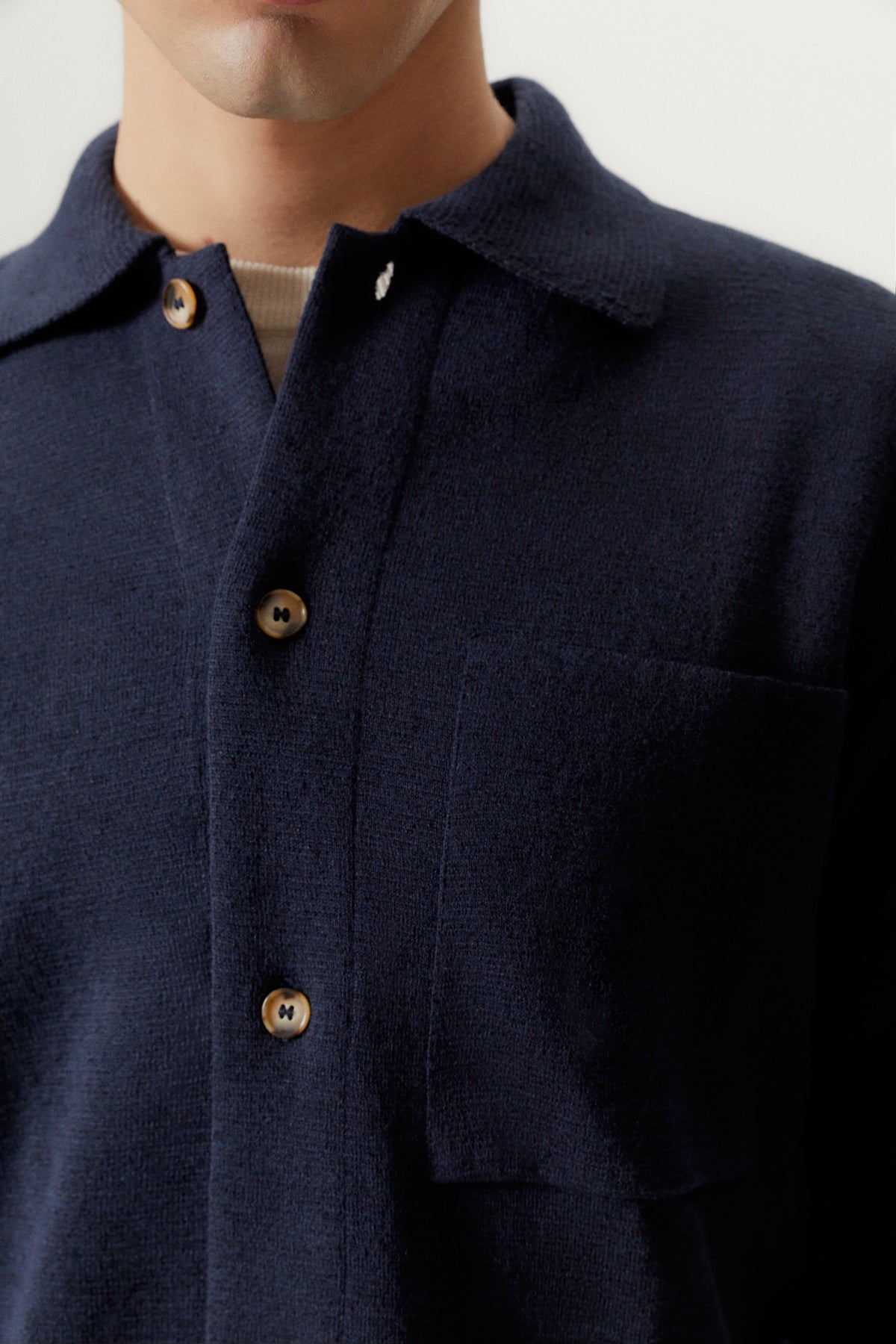 the linen cotton lightweight overshirt blue navy