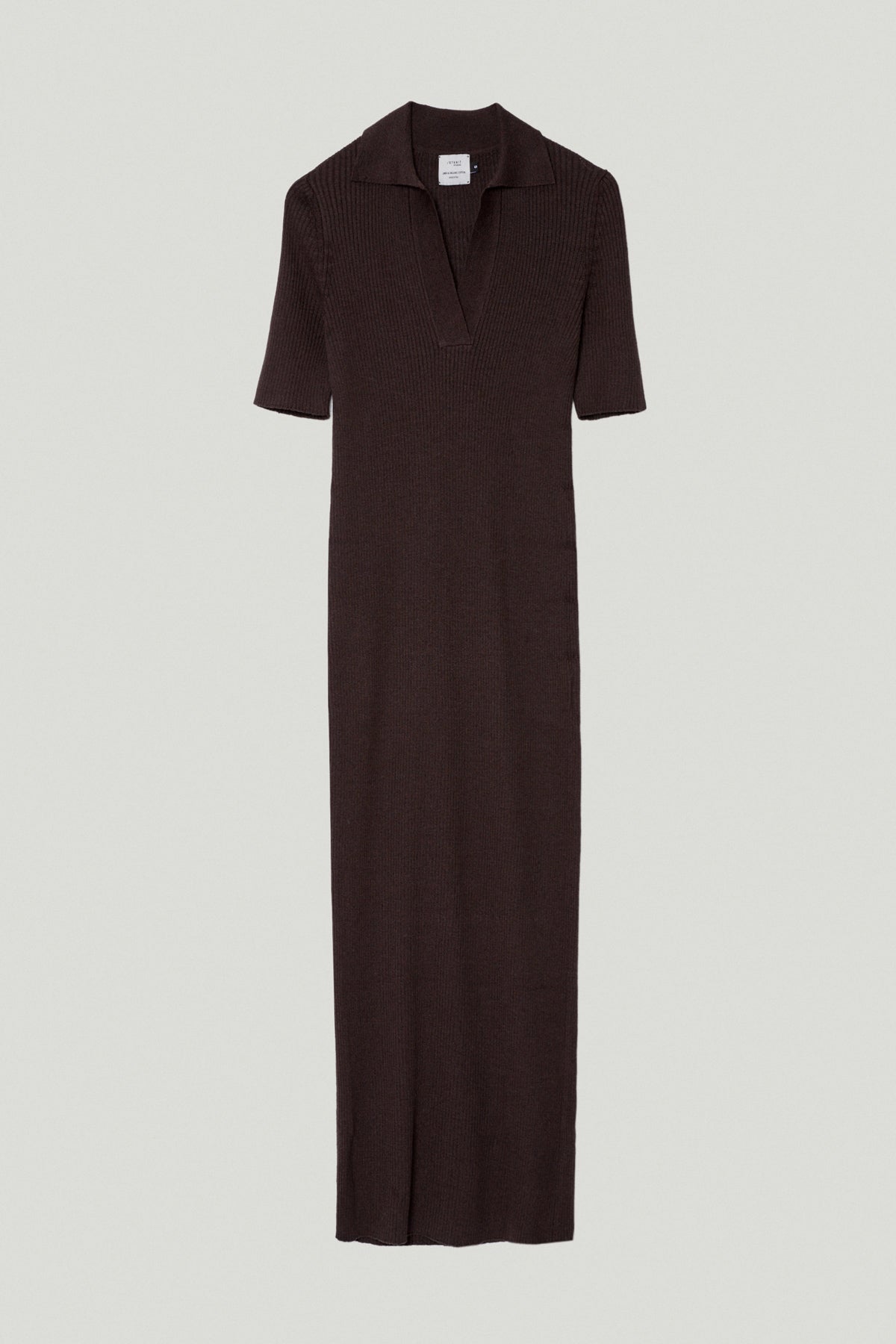 the linen cotton long polo dress brown