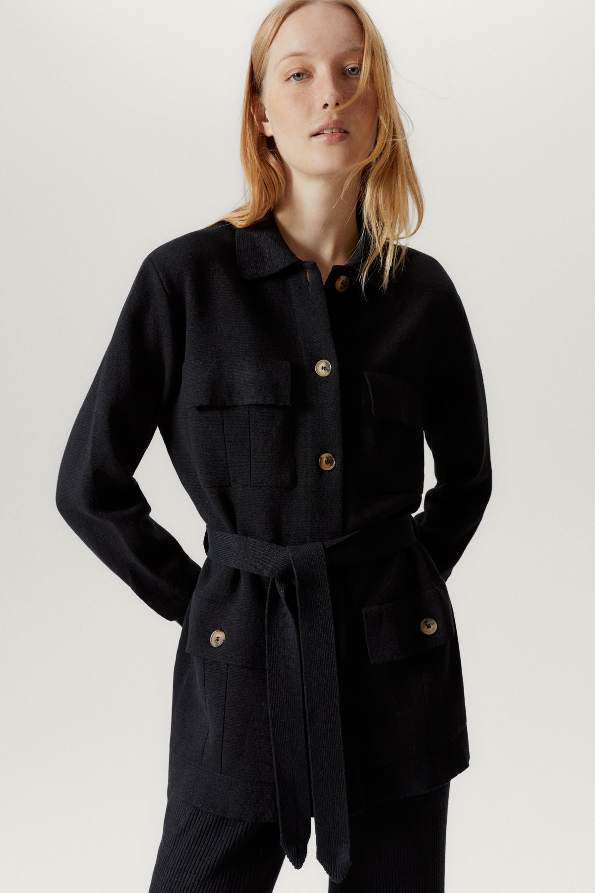 the linen cotton sahariana jacket black