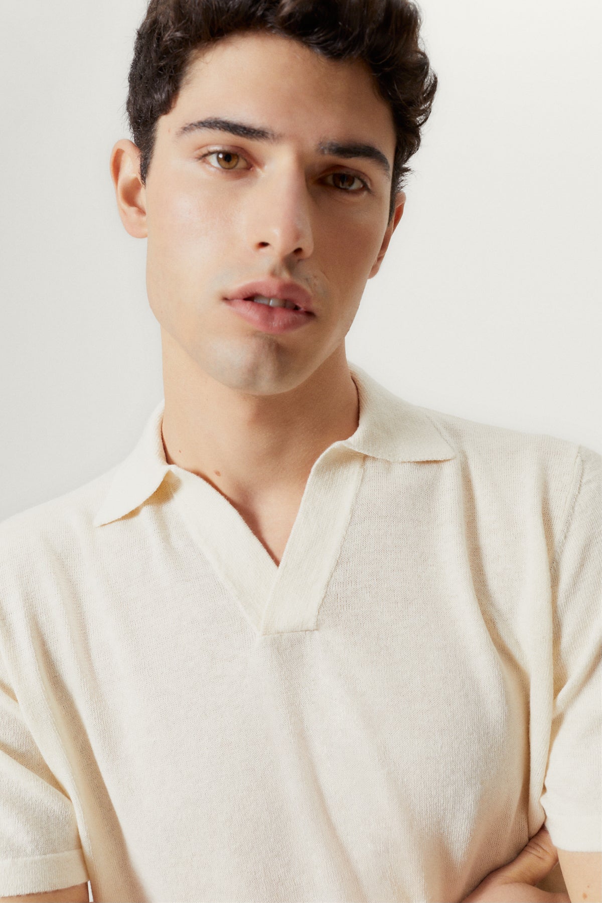 the linen cotton vintage polo milk white