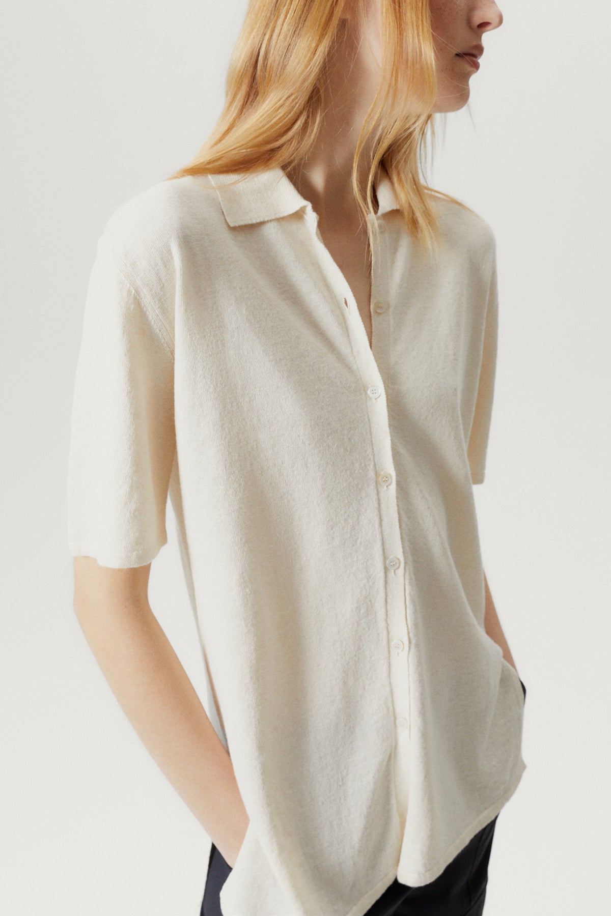 Kurzärmeliges Hemd aus Leinen/Baumwolle - Imperfect Version