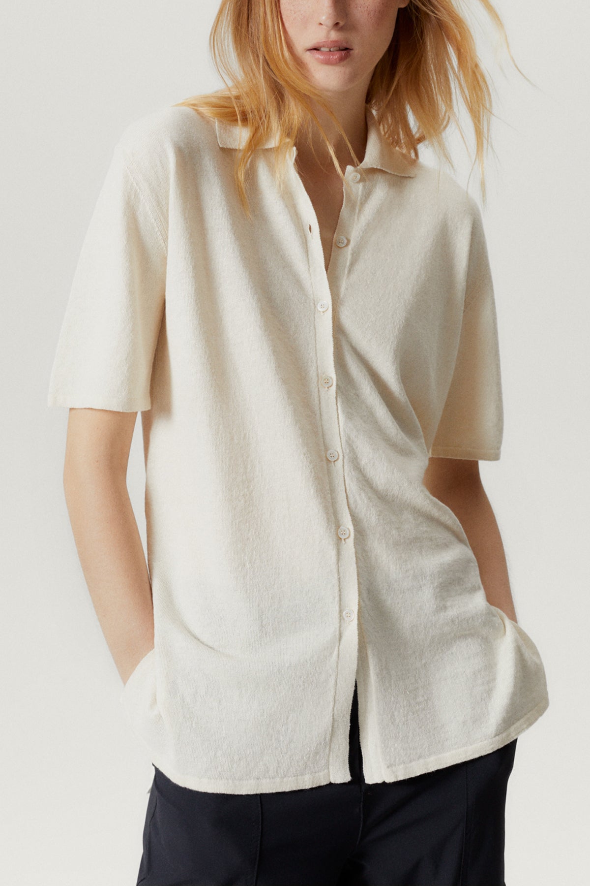 Kurzärmeliges Hemd aus Leinen/Baumwolle - Imperfect Version