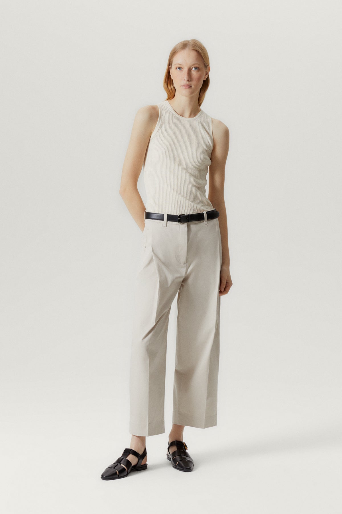 the linen cotton tank top milk white