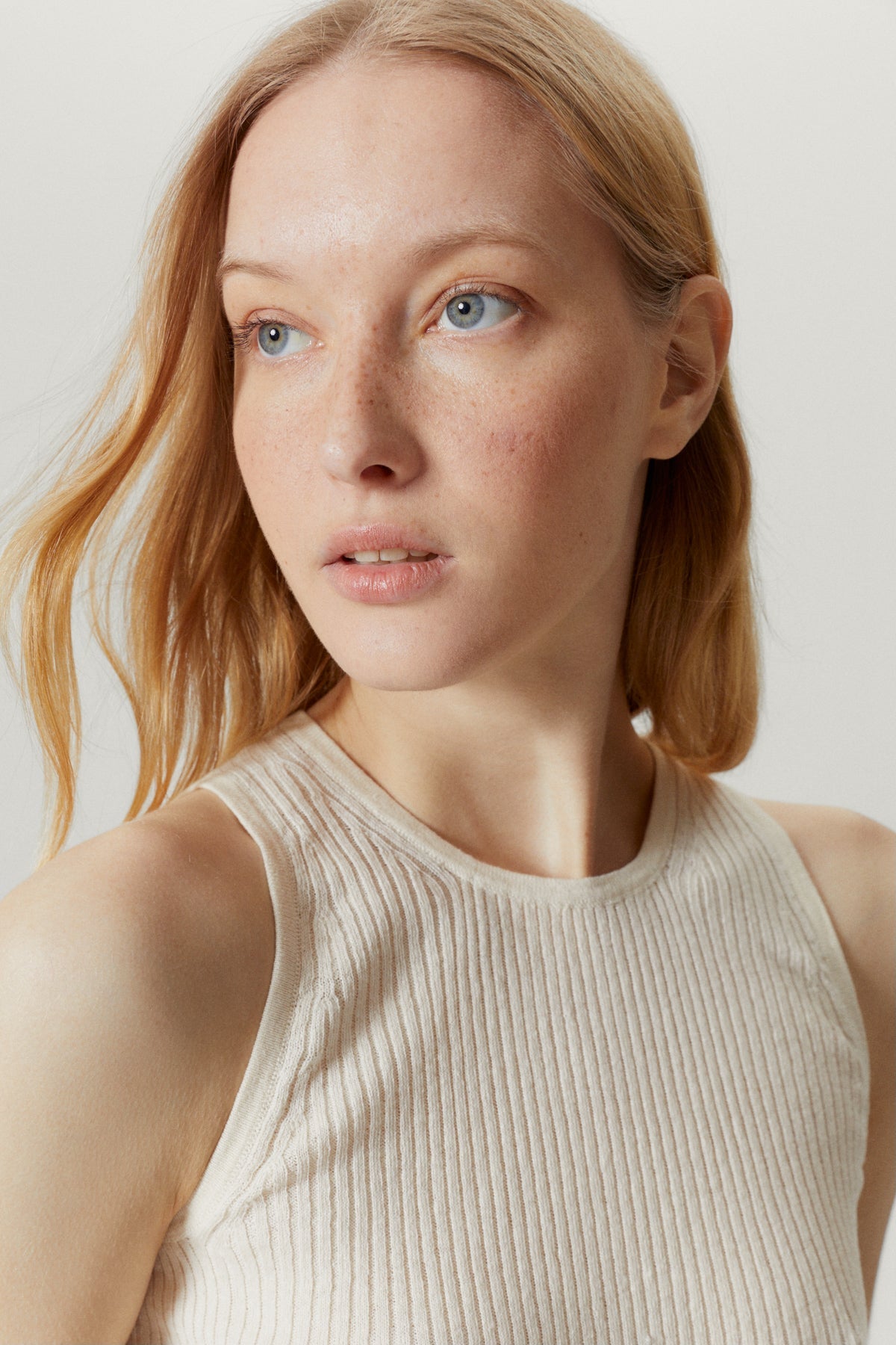 the linen cotton tank top milk white