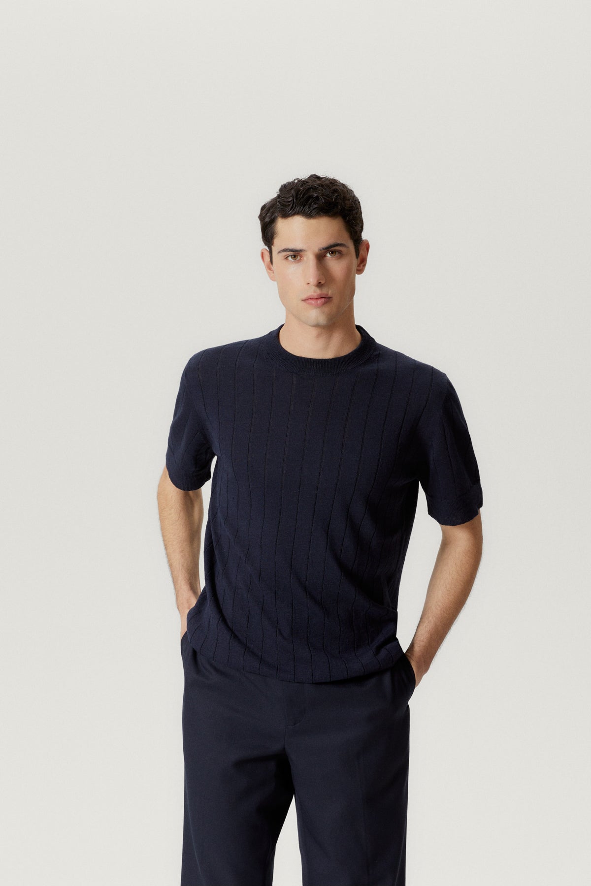 the linen cotton vintage t shirt blue navy