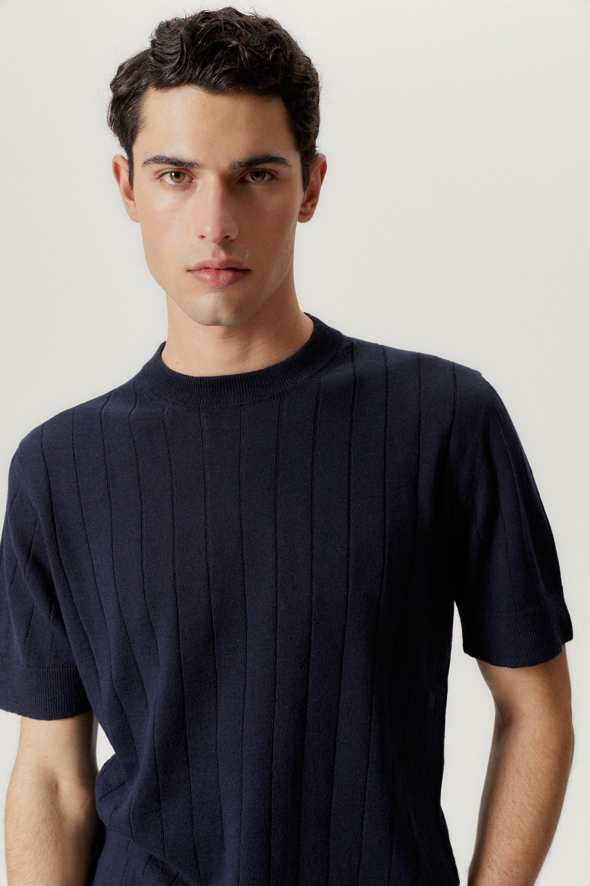 the linen cotton vintage t shirt blue navy