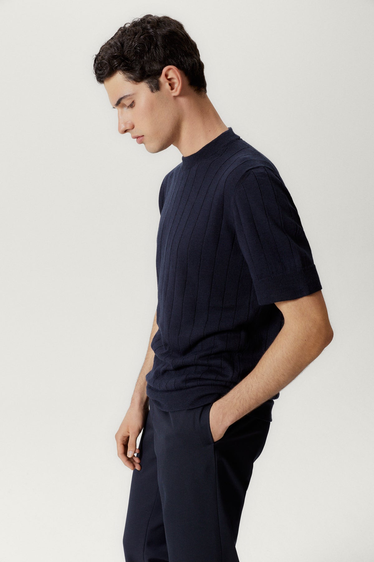 the linen cotton vintage t shirt blue navy