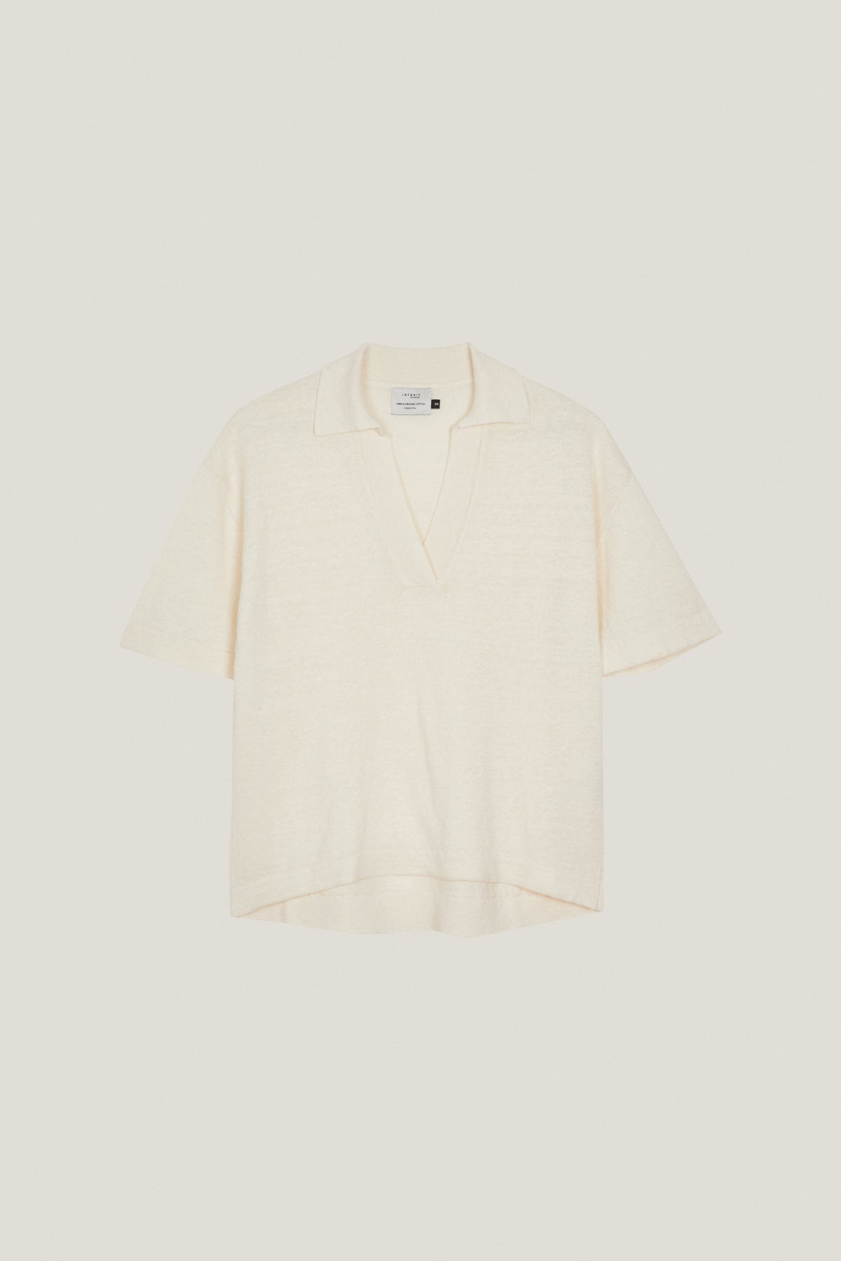 the linen cotton polo milk white