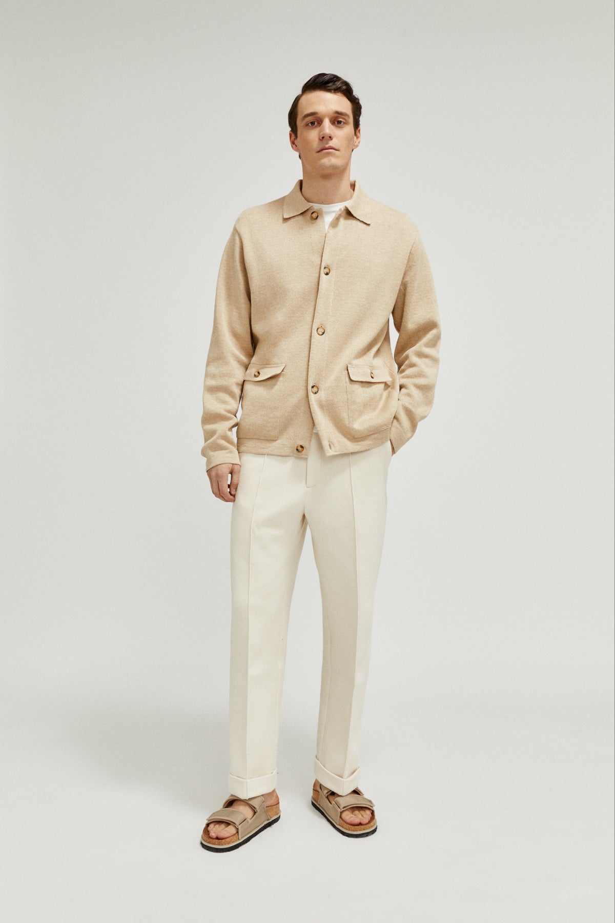 the linen cotton jacket beige