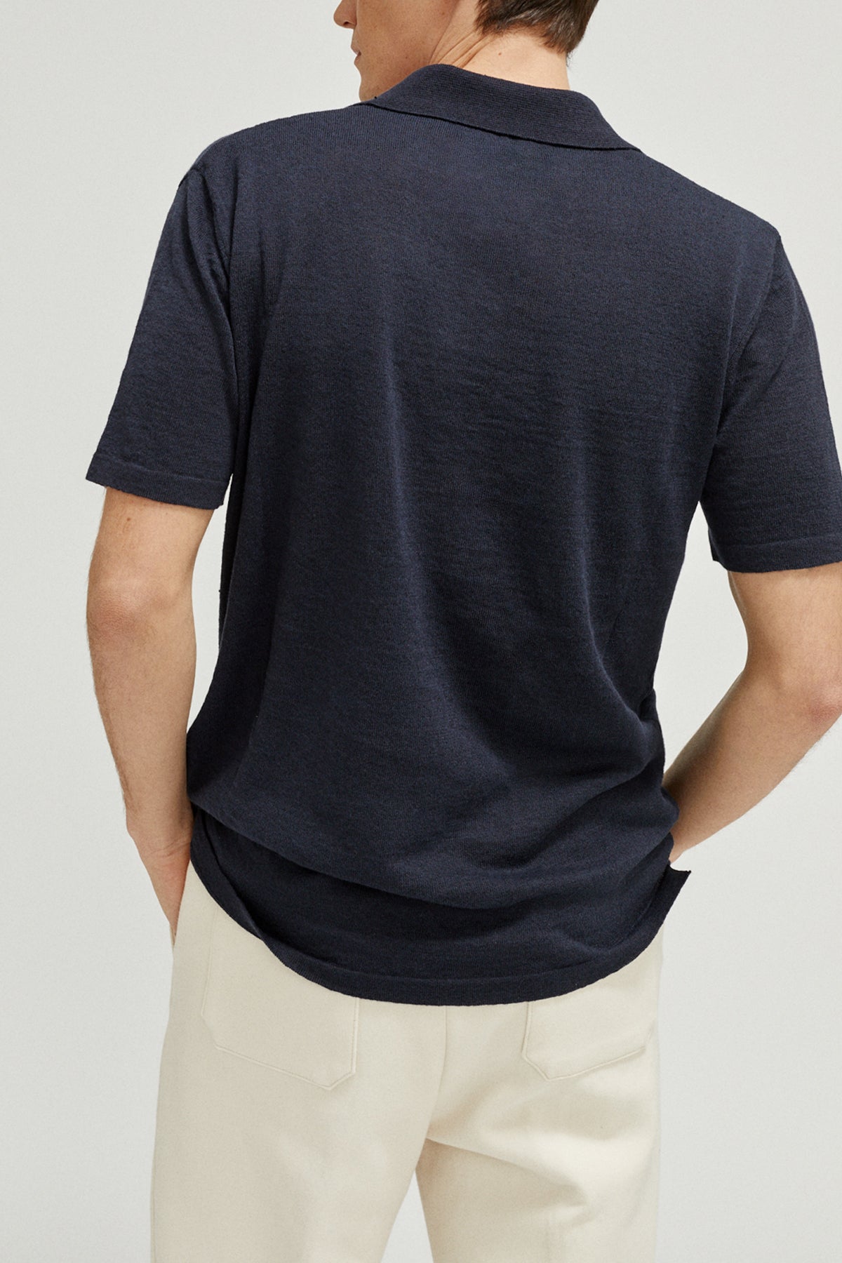 the linen cotton vintage polo imperfect version blue navy