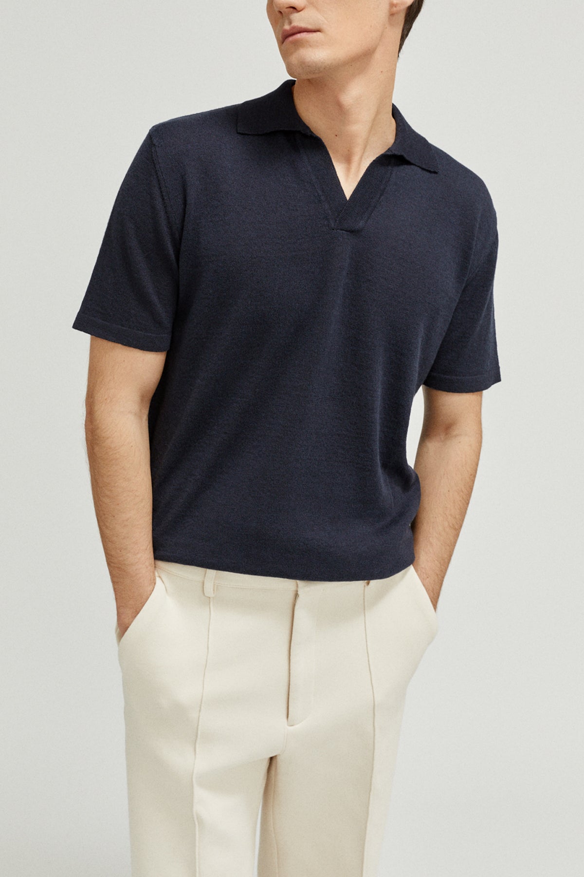 the linen cotton vintage polo imperfect version blue navy