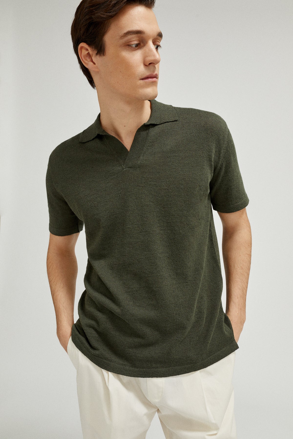 the linen cotton vintage polo military green