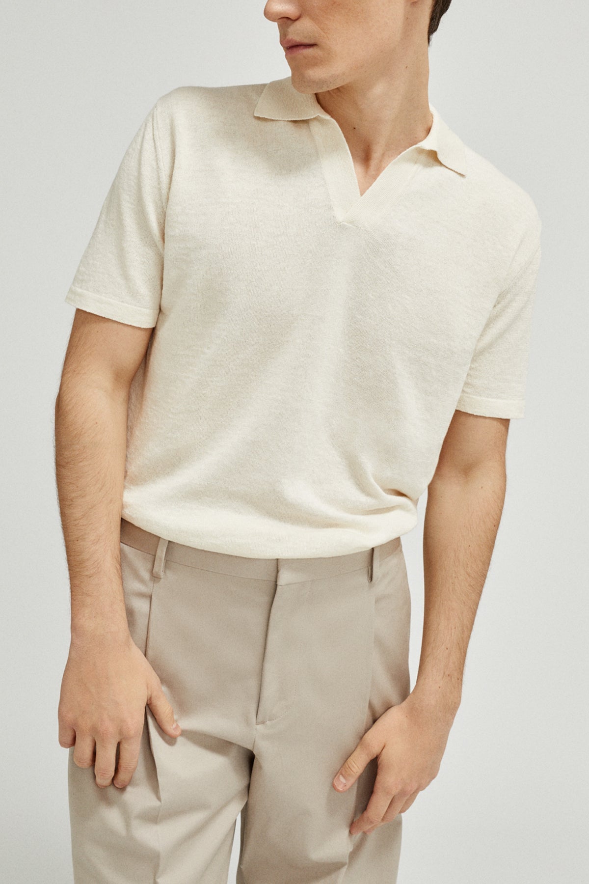 the linen cotton vintage polo imperfect version milk white