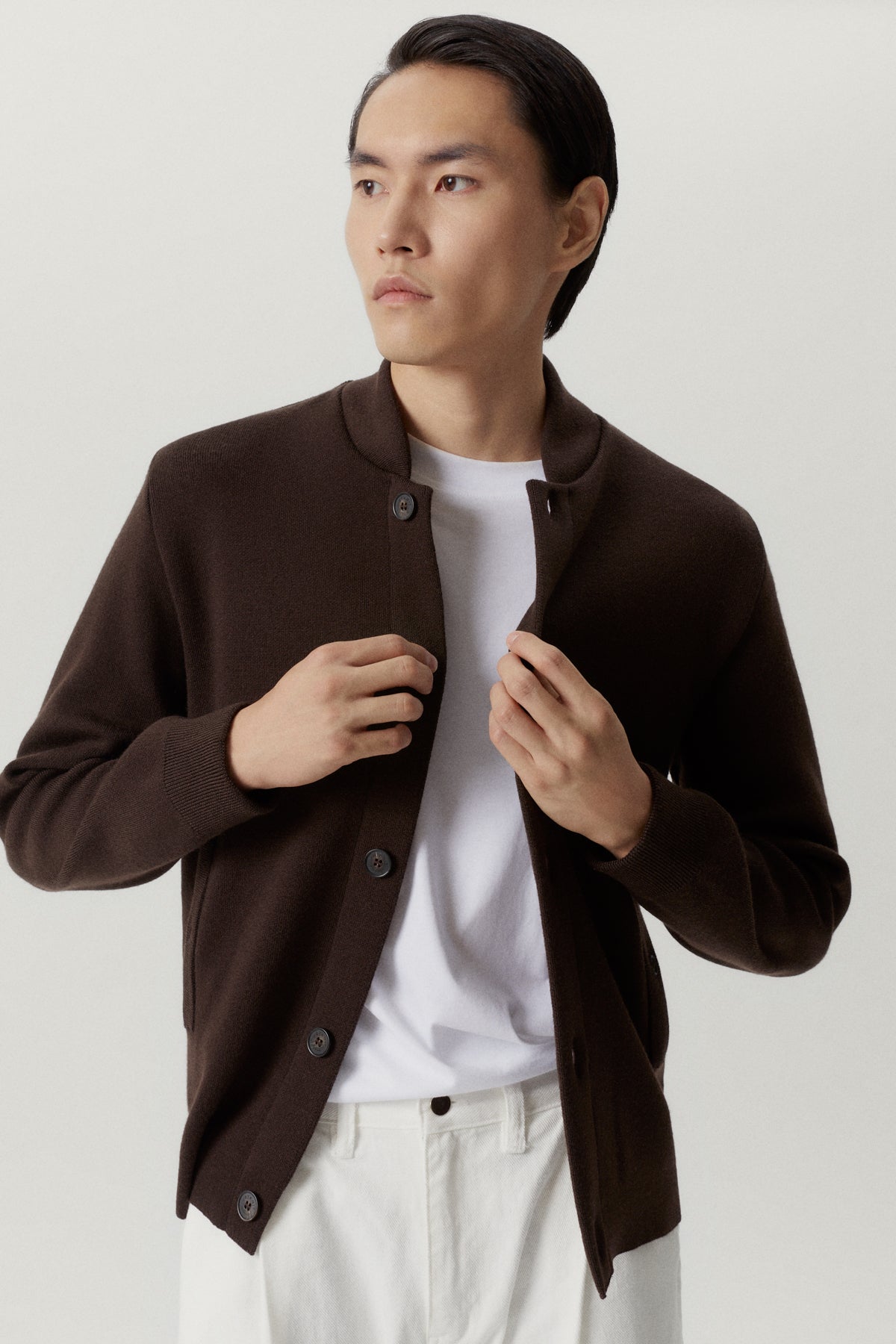 the merino wool bomber mocha brown