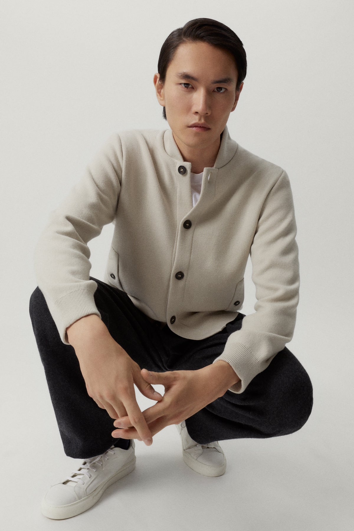 the merino wool bomber pearl