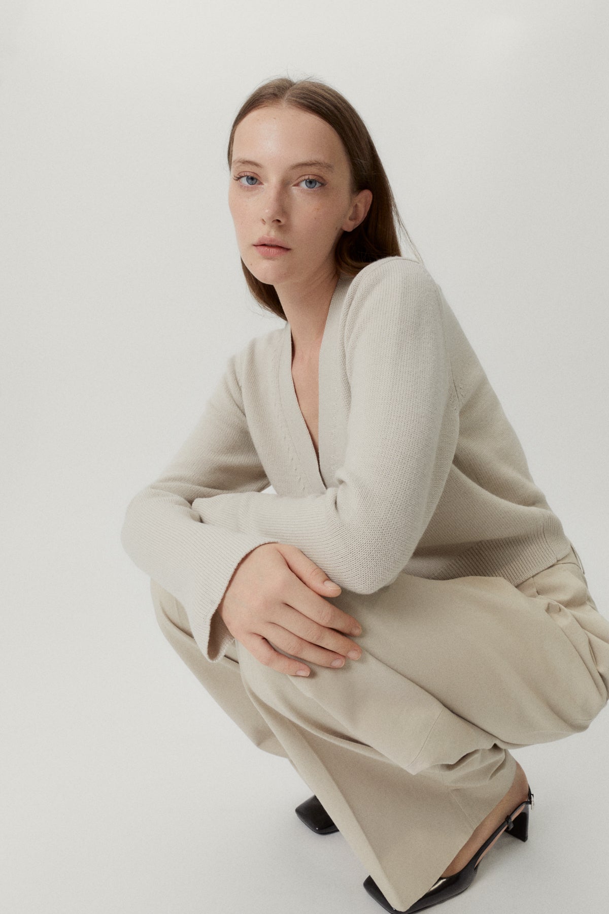 the merino wool crop cardigan pearl