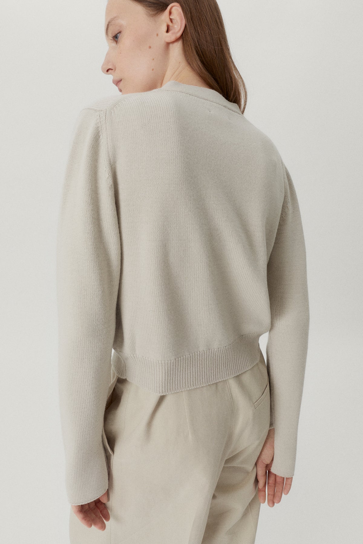 the merino wool crop cardigan pearl