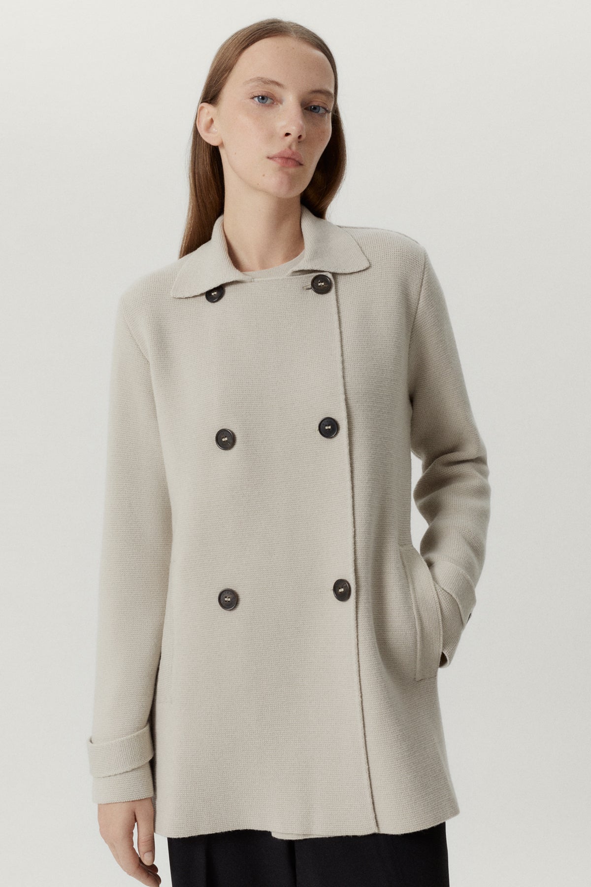 the merino wool double breasted jacket pearl