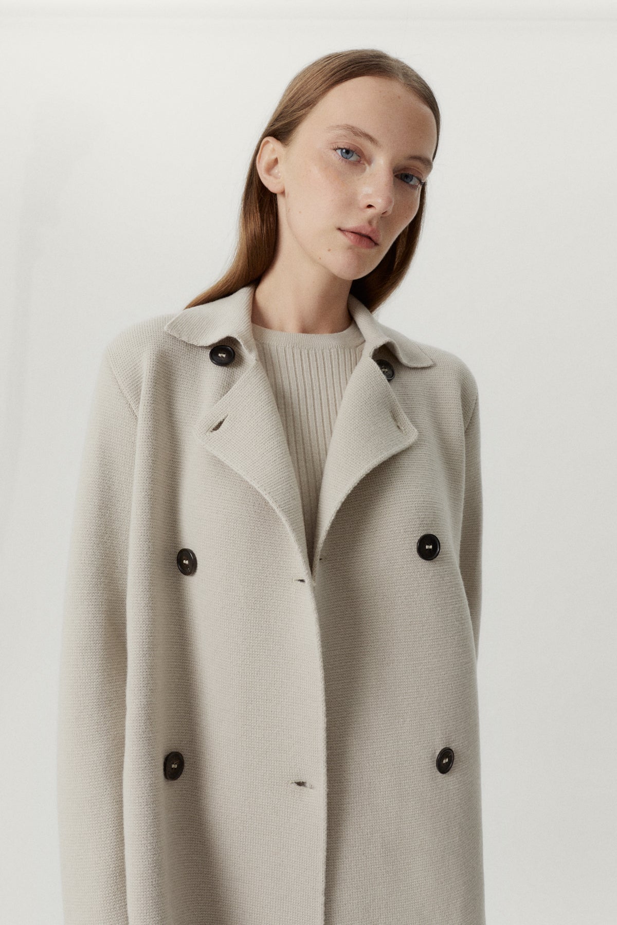 the merino wool double breasted jacket pearl