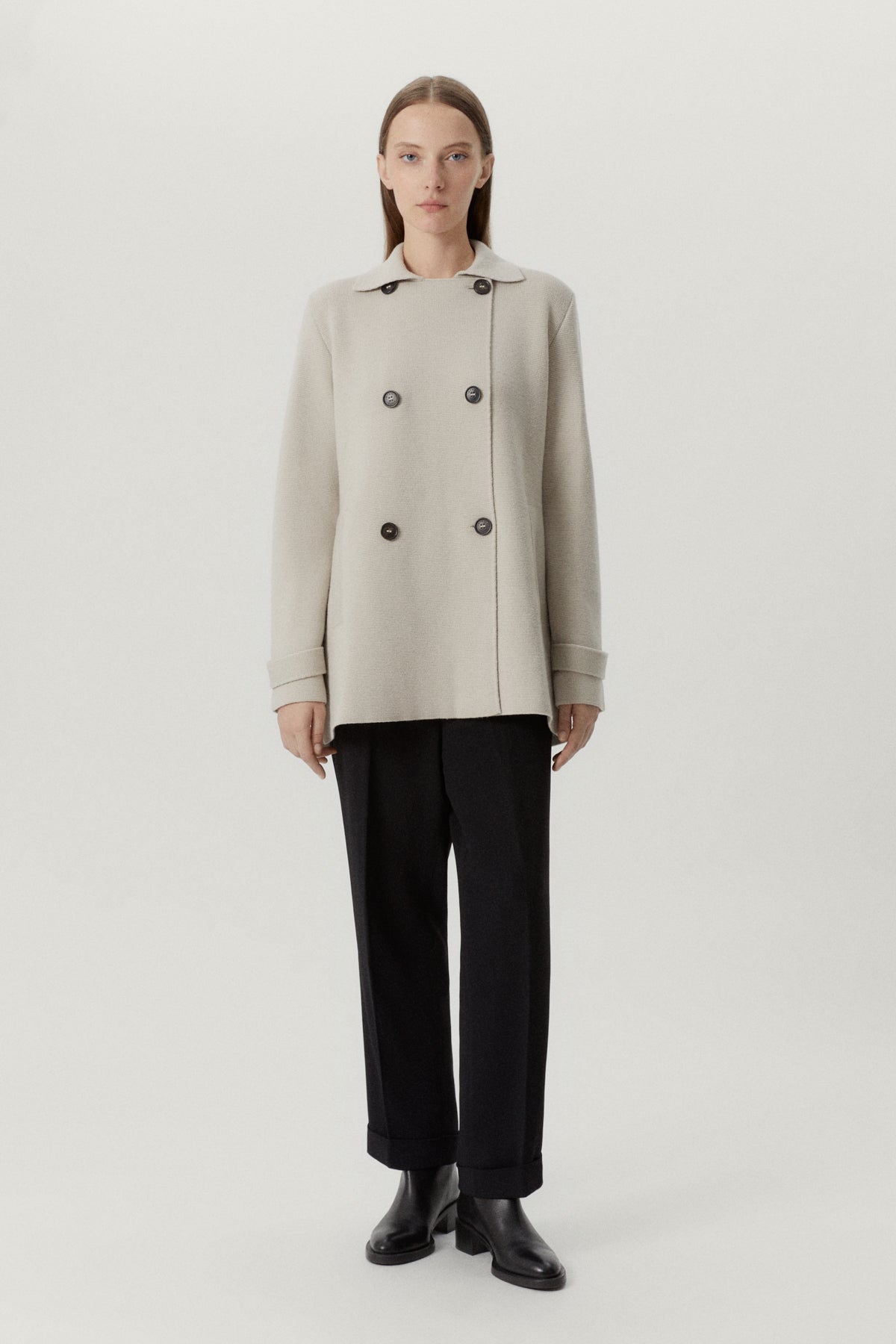 the merino wool double breasted jacket pearl