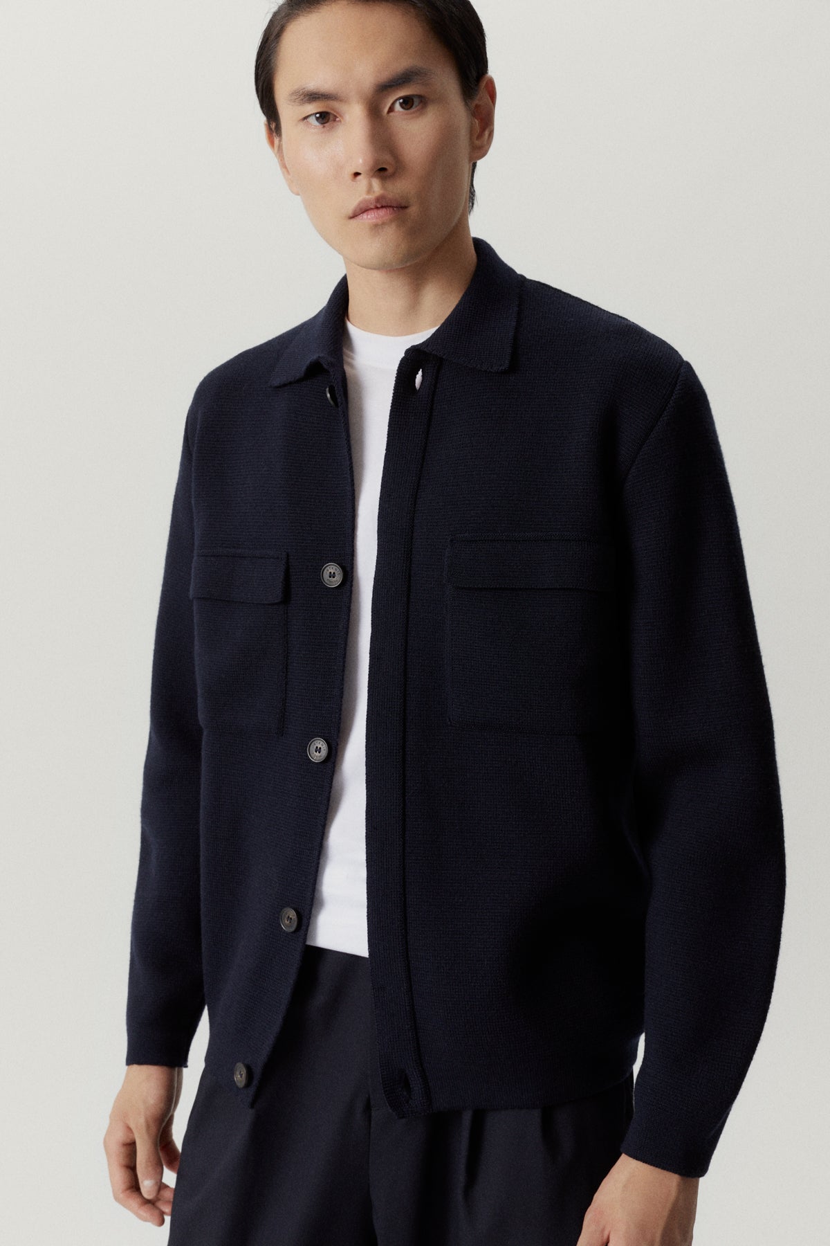 the wool overshirt jacket oxford blue
