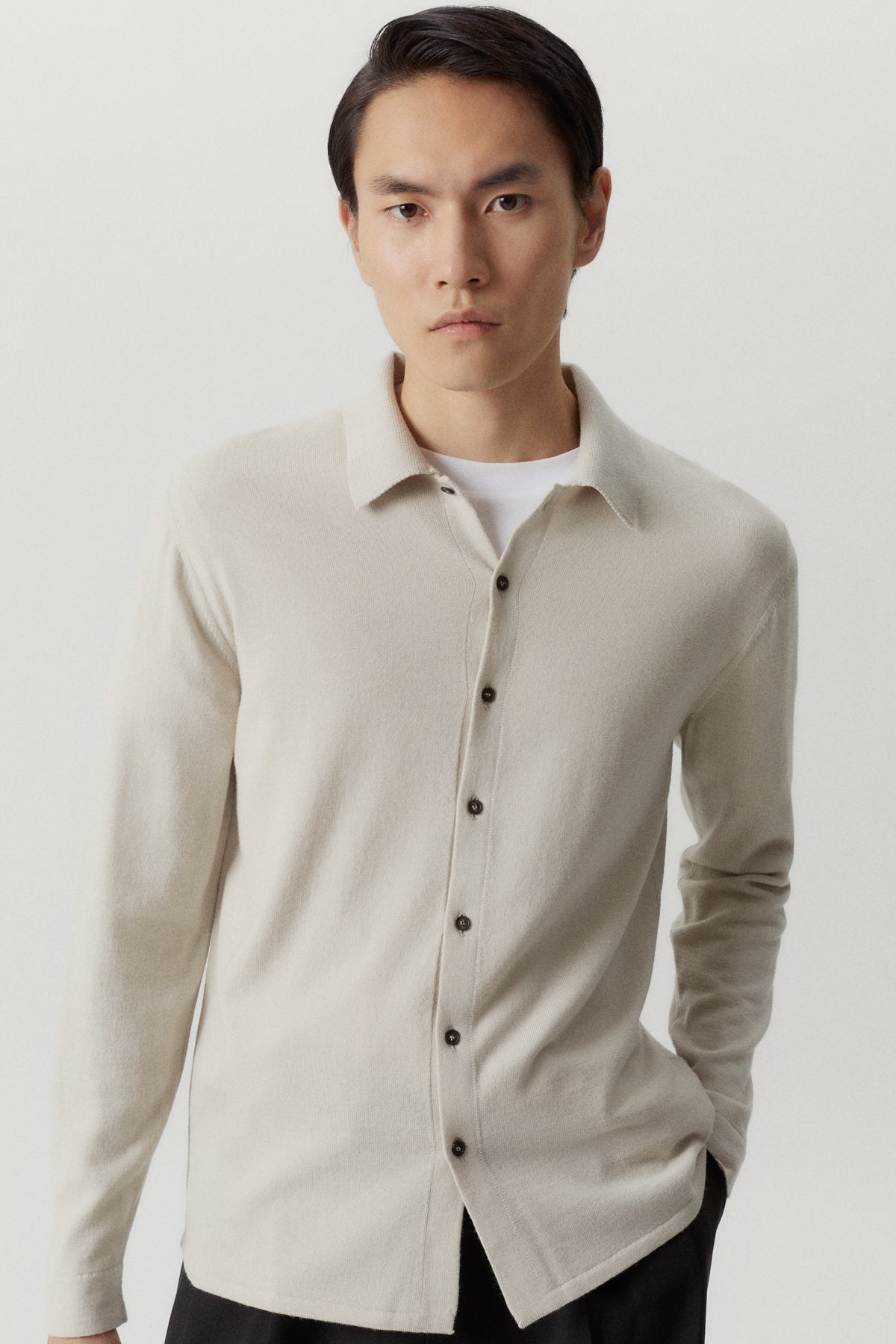 the merino wool knit shirt pearl