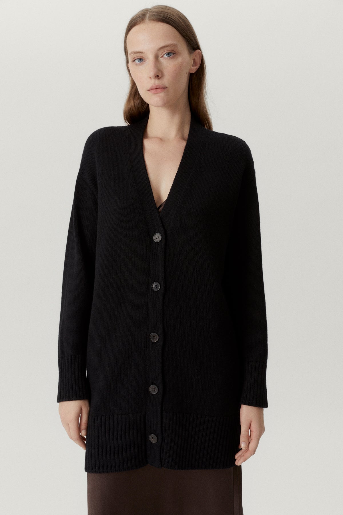 the merino wool oversize cardigan black