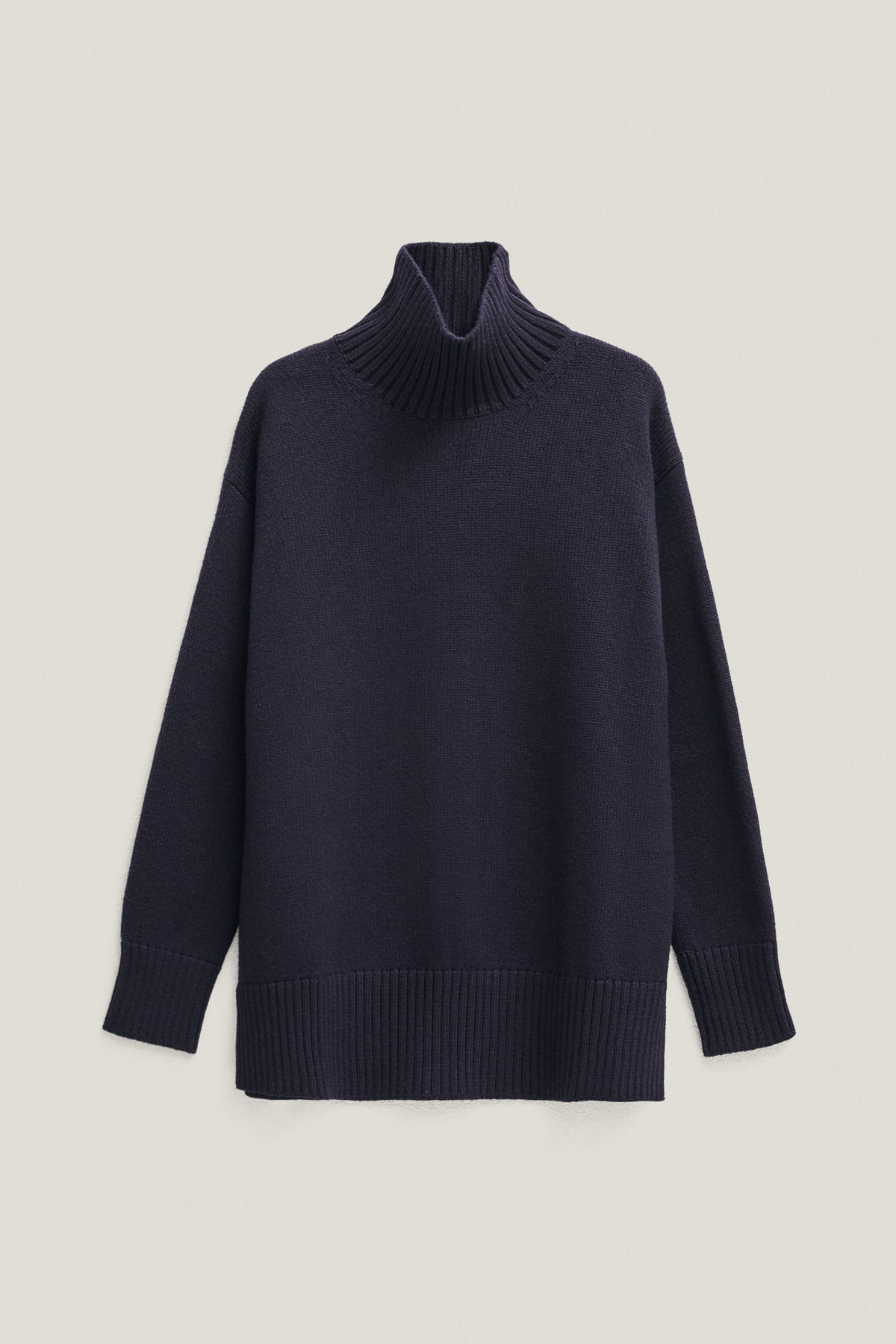 the merino wool oversize high neck oxford blue