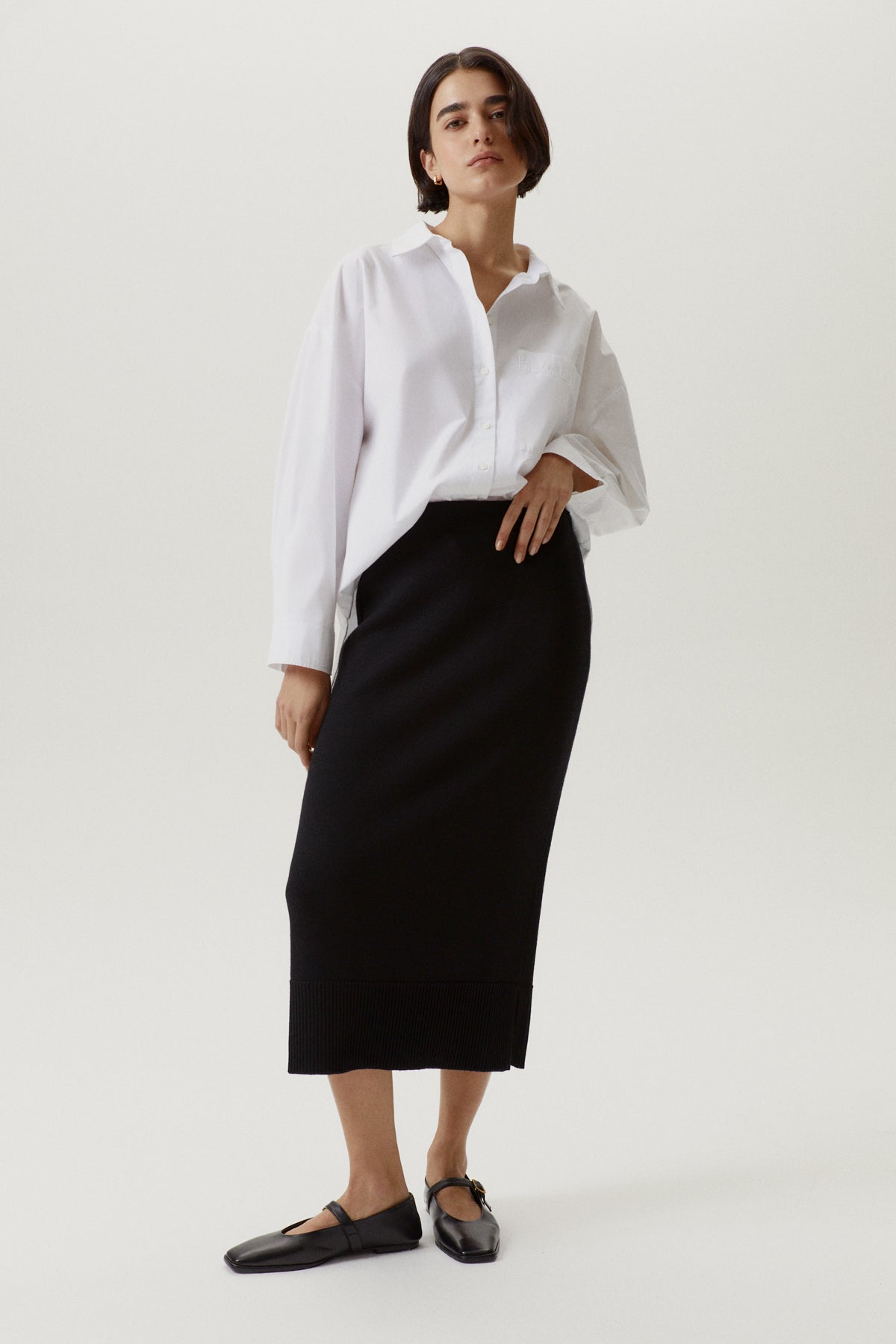 the merino wool skirt black