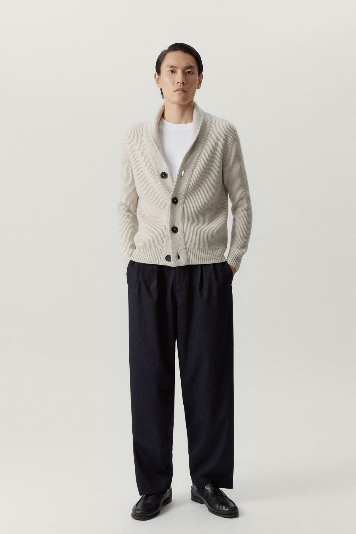 the merino wool shawl cardigan pearl