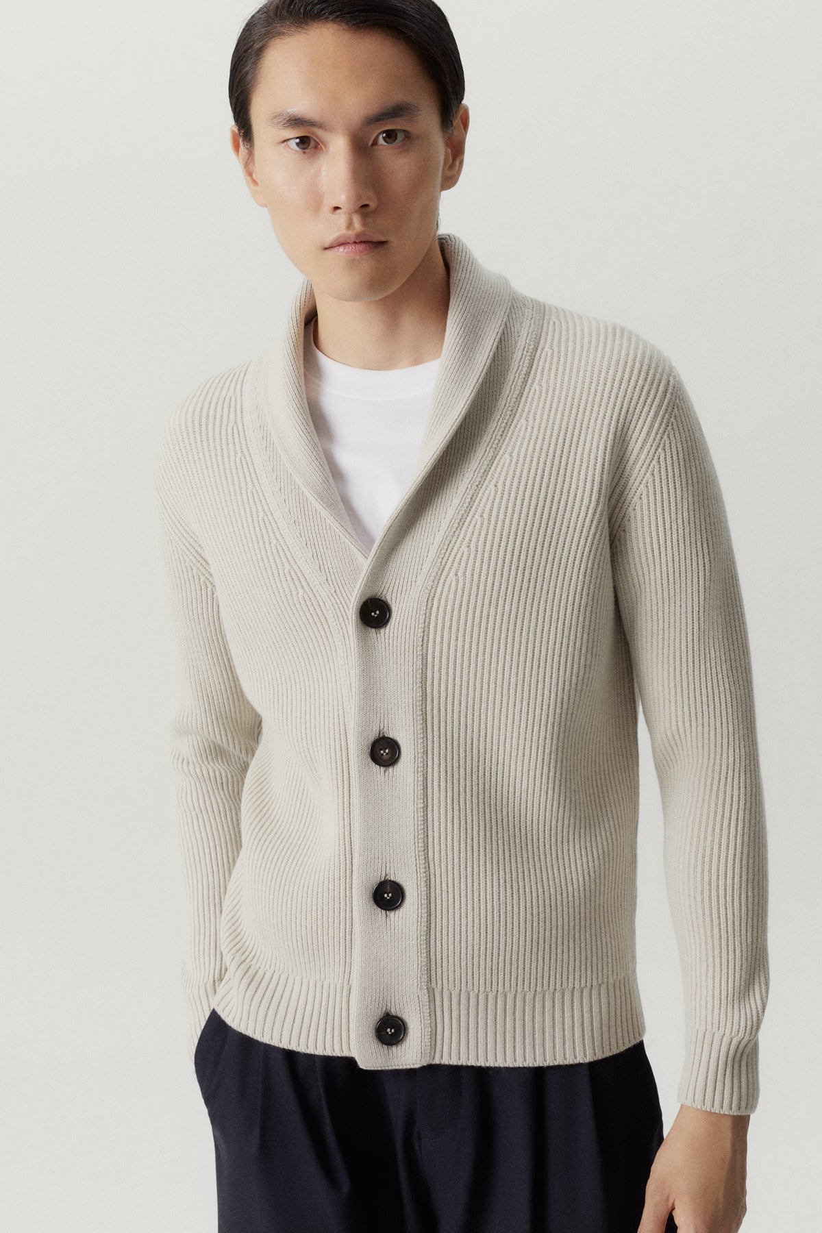 the merino wool shawl cardigan pearl