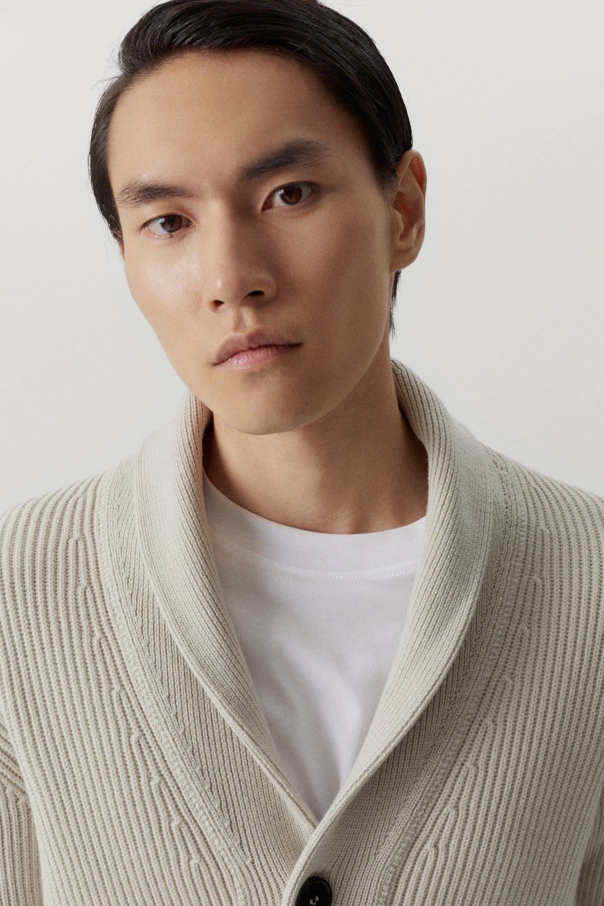 the merino wool shawl cardigan pearl