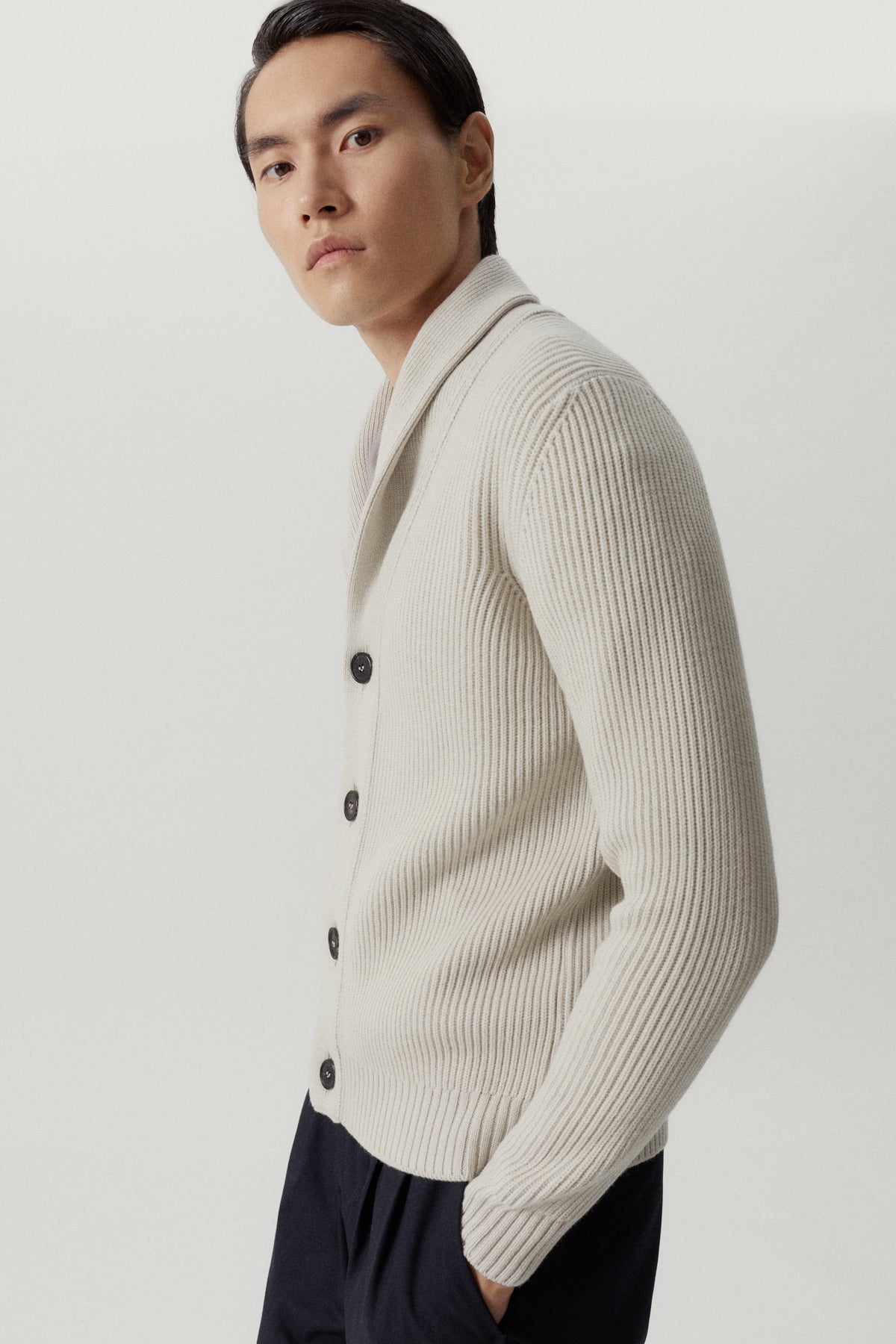 the merino wool shawl cardigan pearl