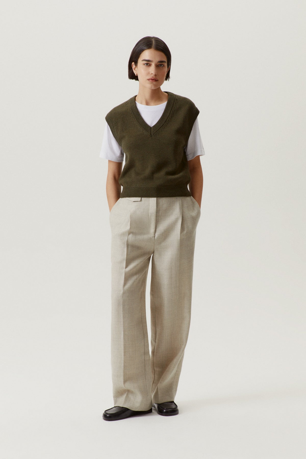 the merino wool vest military green