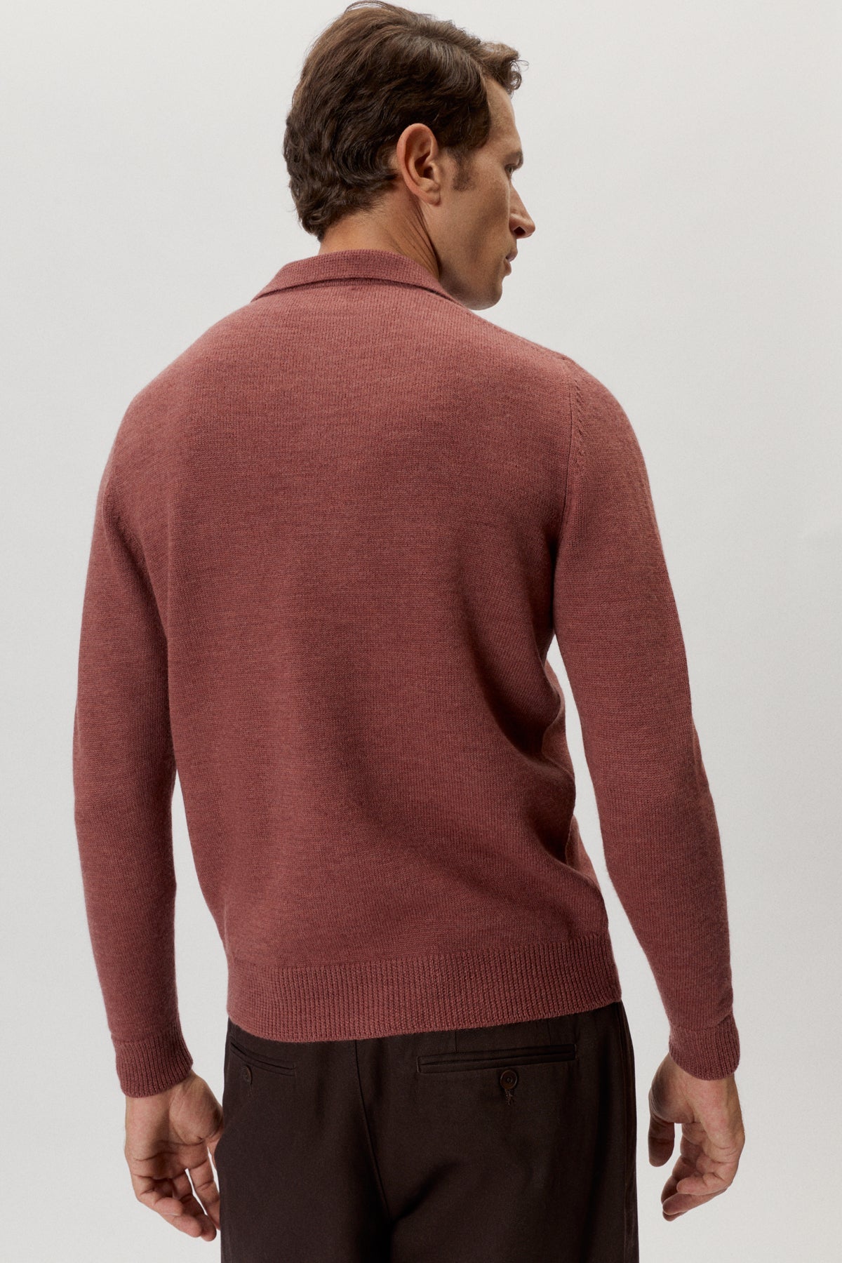 the natural dye long sleeve polo madder red