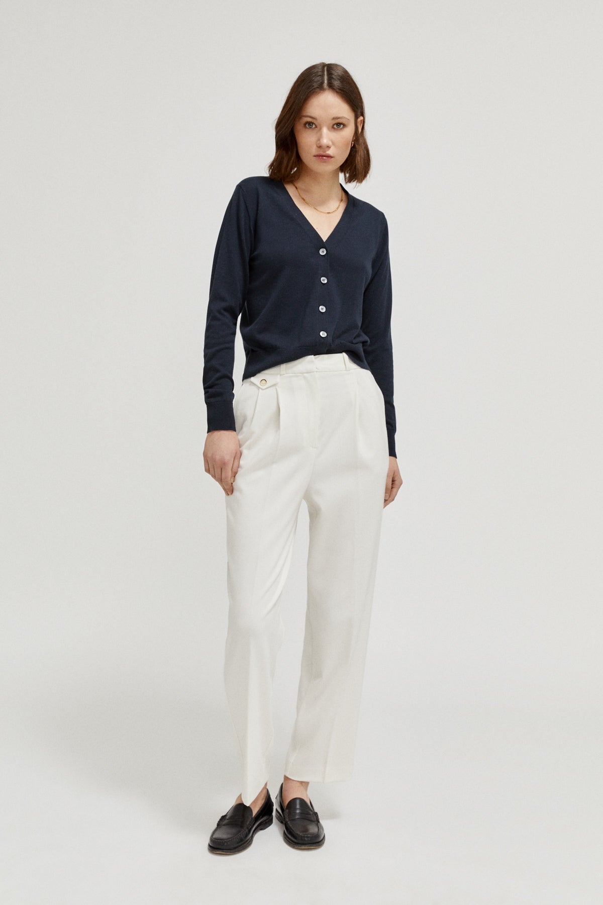 the organic cotton lightweight cardigan deep blue