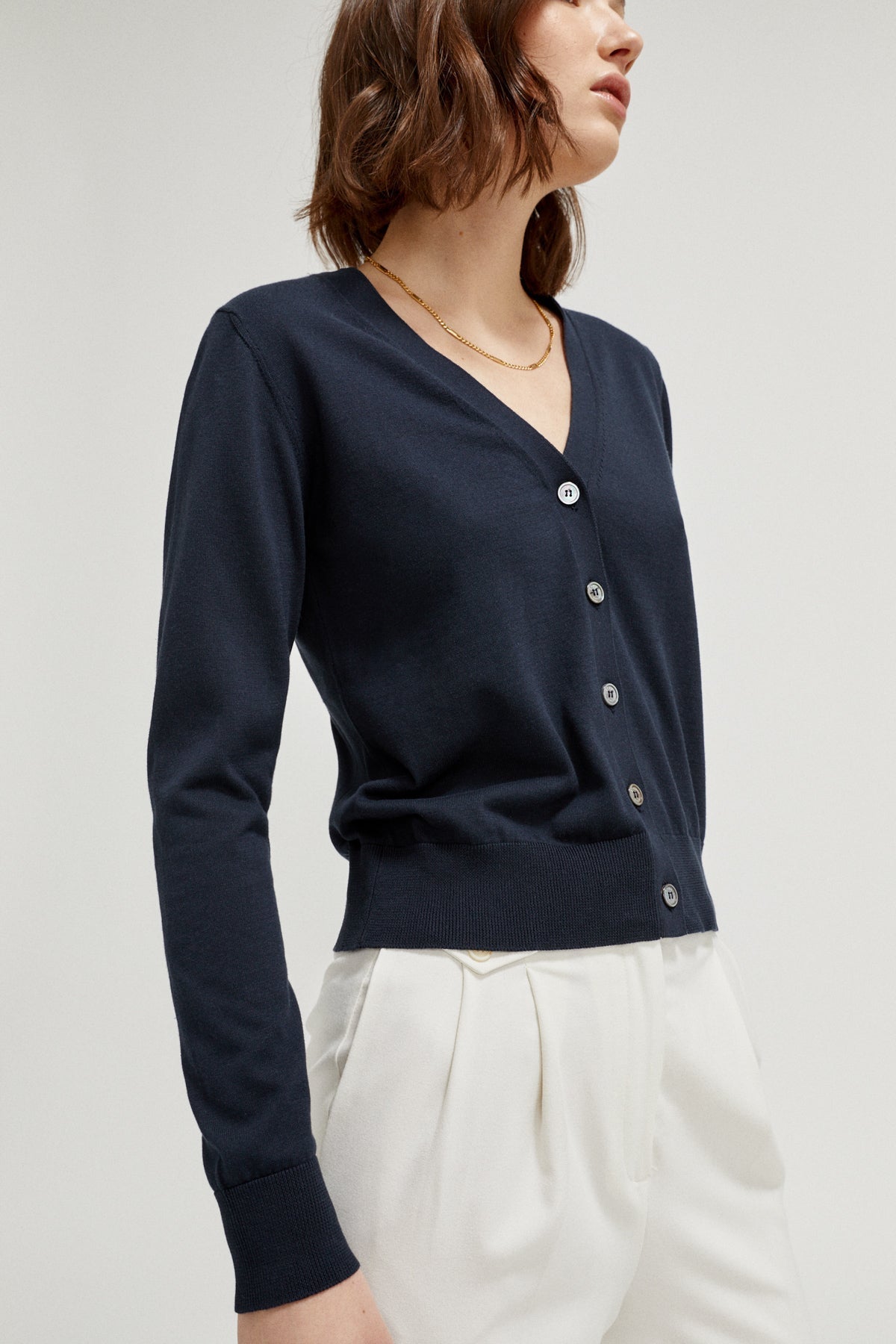 the organic cotton lightweight cardigan deep blue
