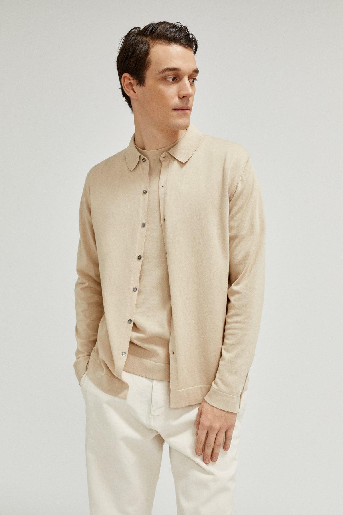 The Organic Cotton Knit Shirt sand